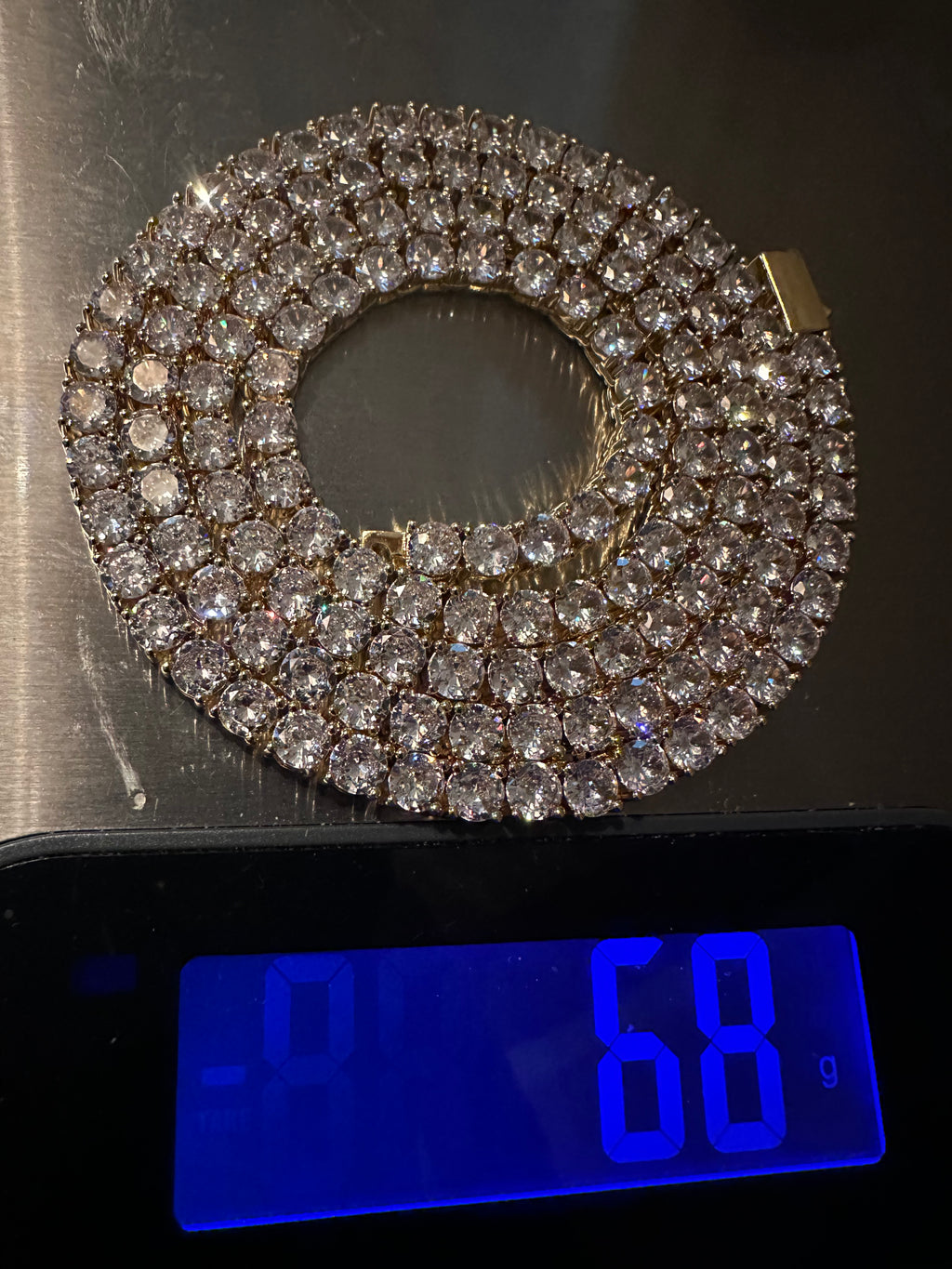 5mm Tennis Chain 100ct Lab Sim VVS1 Diamond Necklace - Gold