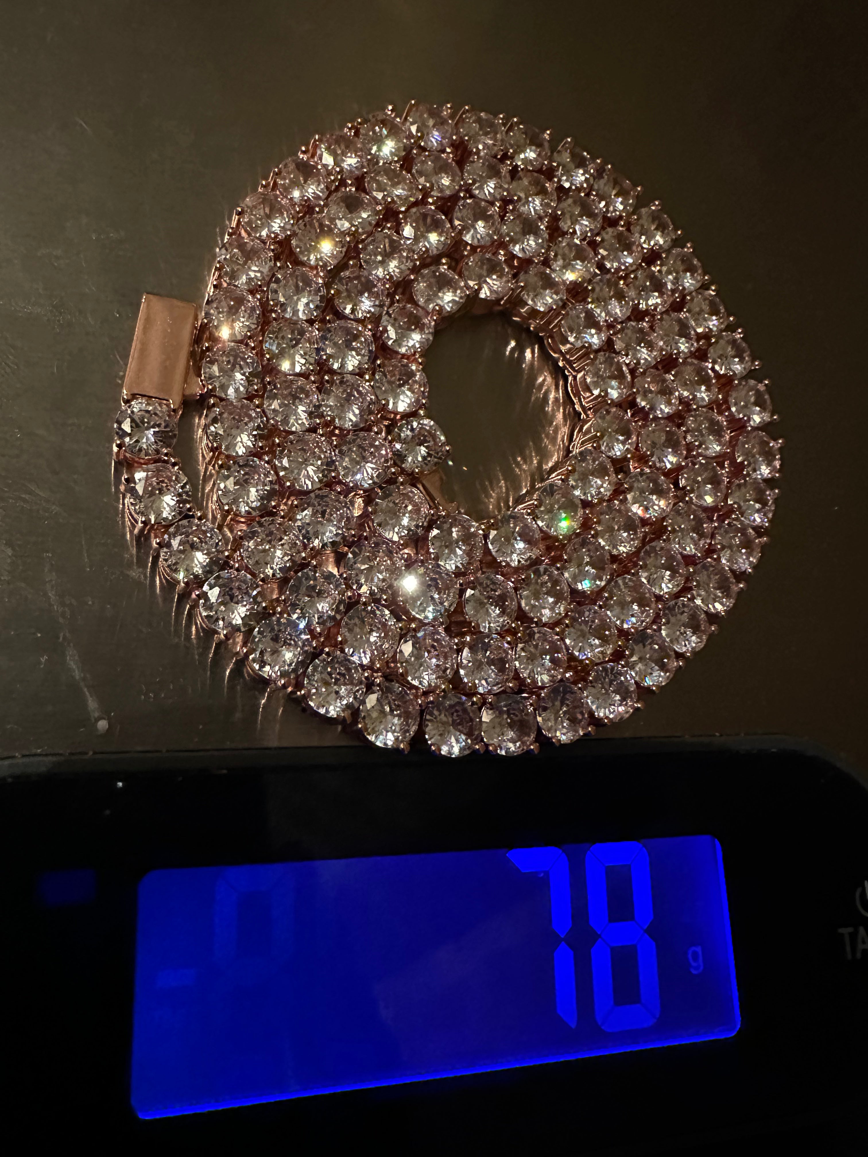 6mm Tennis Chain 130ct Lab Sim VVS1 Diamond Necklace - Rose Gold