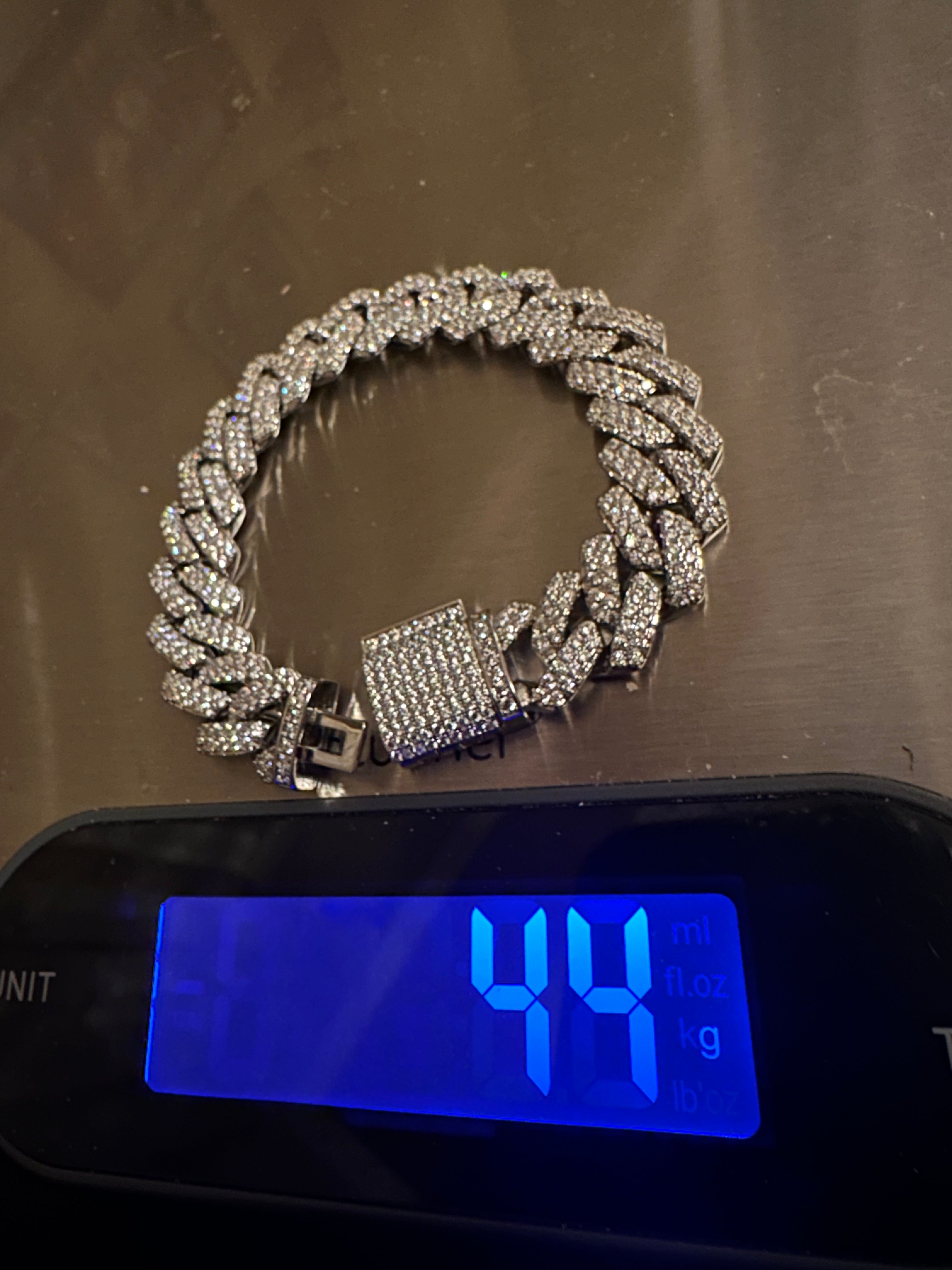 14mm Cuban Miami Prong 18.2ctw Lab Sim VVS1 Diamonds Bracelet