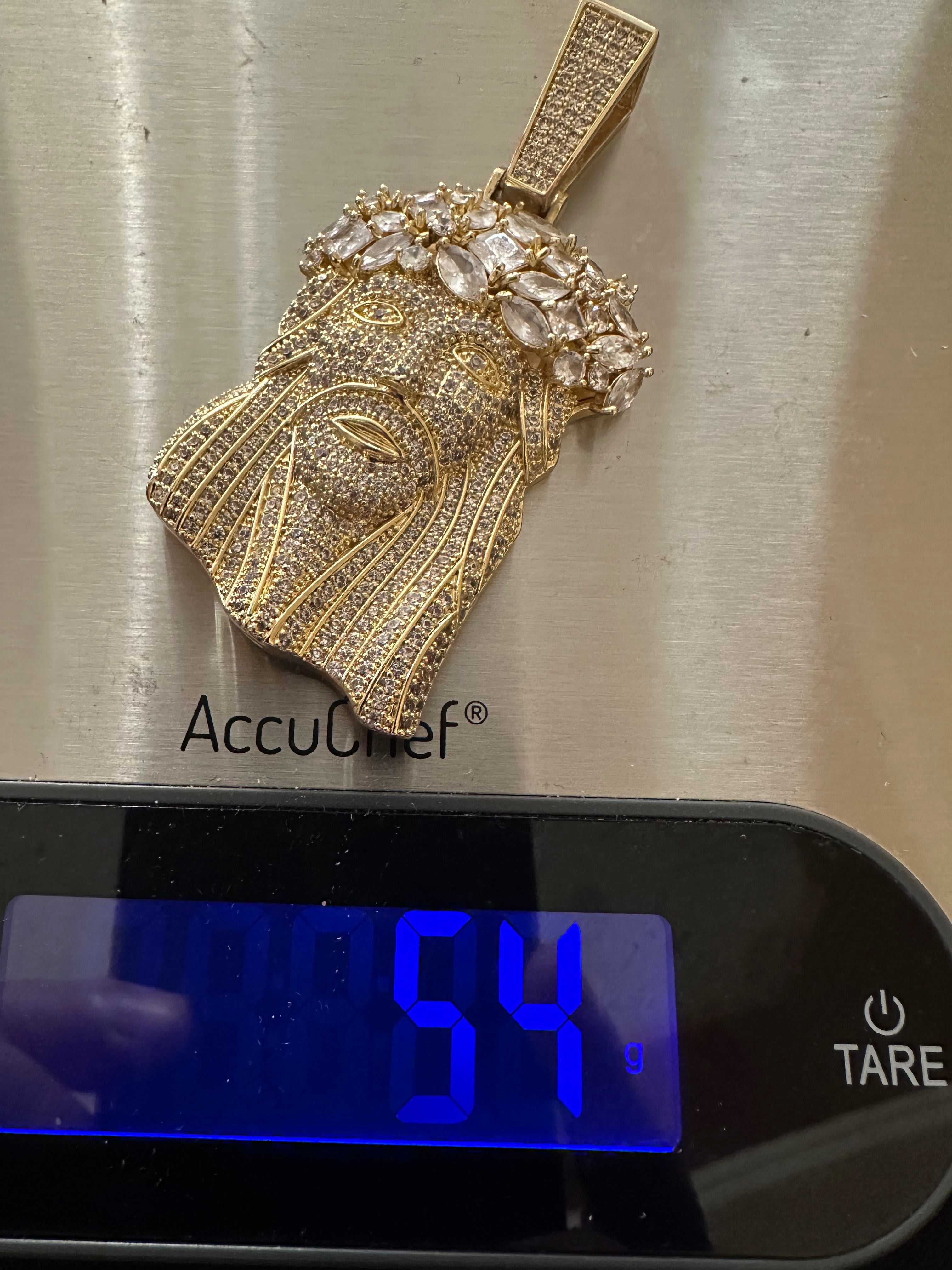 Large JESUS Pendant 9.5ct BAGUETTE Lab Sim VVS Diamond