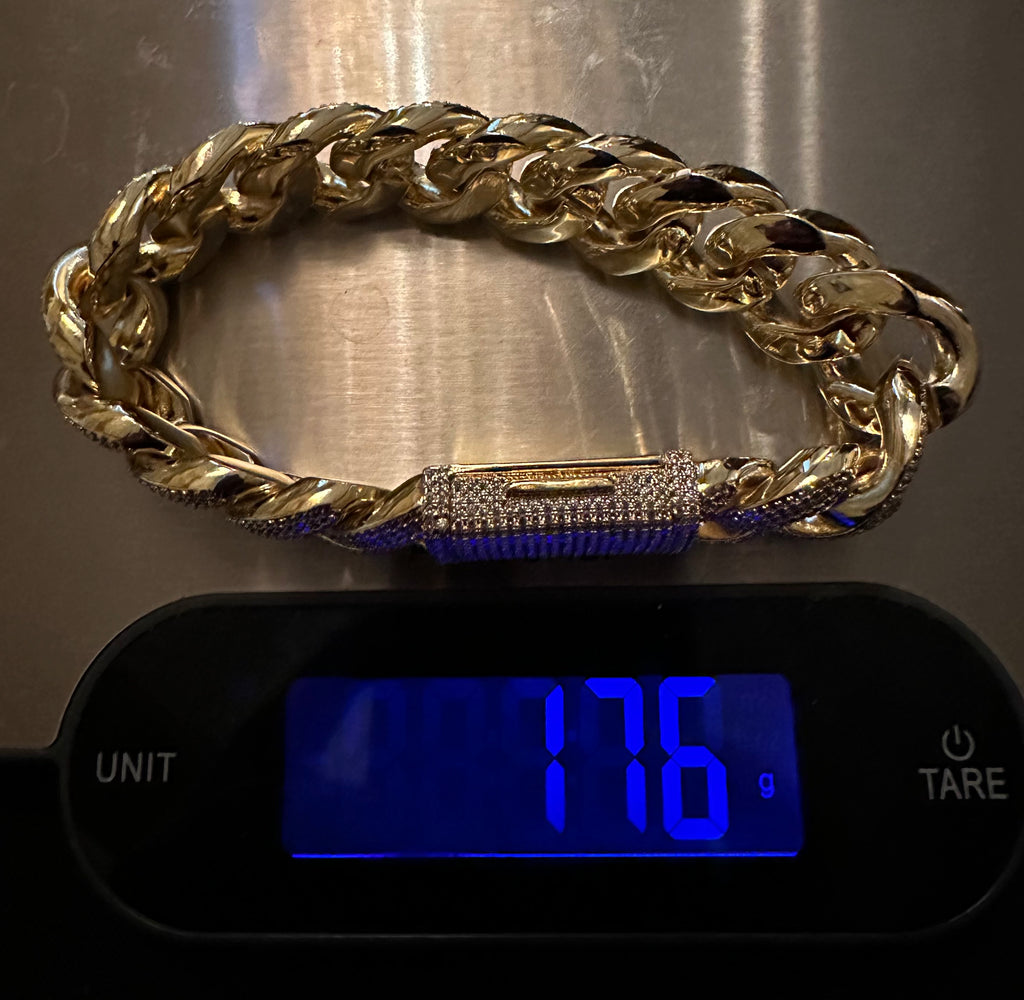 20mm Cuban Miami 25.2ctw Lab Sim VVS1 Diamonds Bracelet - GOLD
