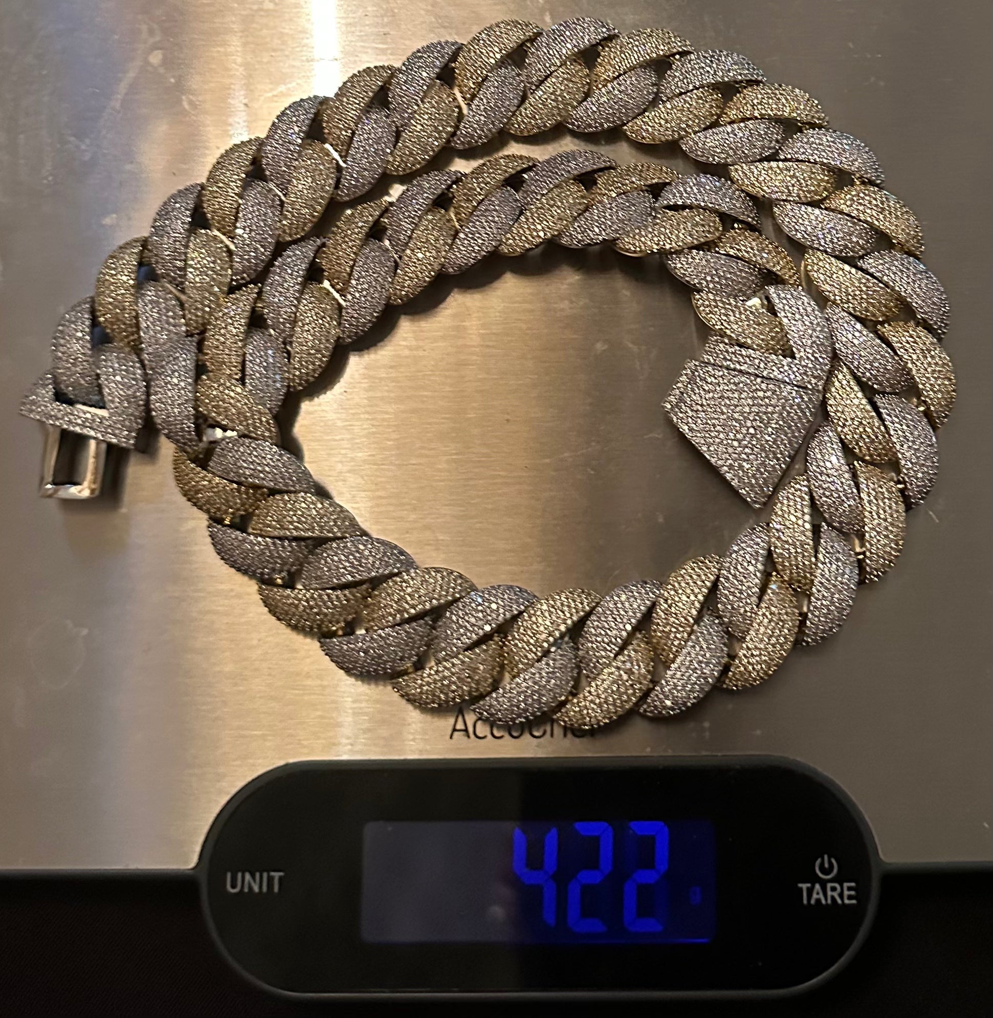 24mm Cuban Miami 186ct Lab Sim VVS1 Diamond Necklace - 2Tone Gold