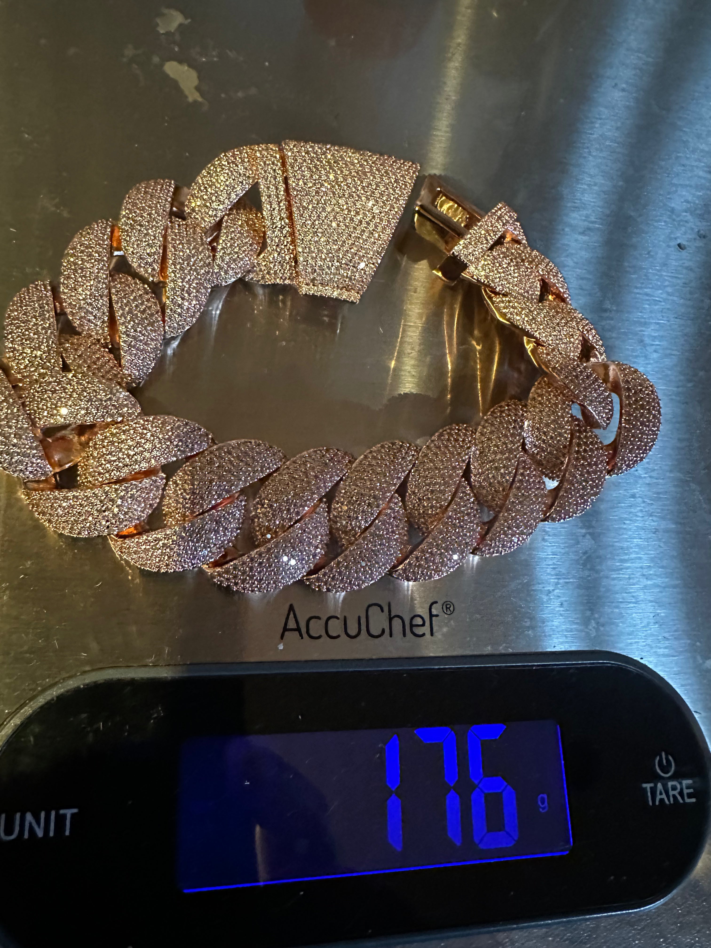 24mm XXL Cuban Miami 68.2ctw Lab Sim VVS1 Diamonds Bracelet - ROSE GOLD