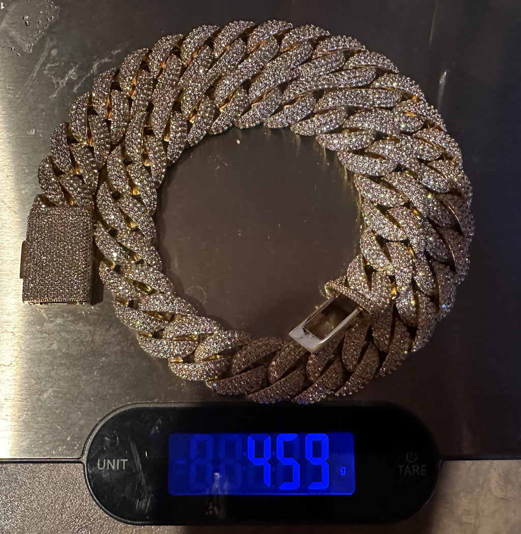 22mm Cuban Miami 156.2ctw Lab Sim Diamonds VVS1 Necklace - GOLD