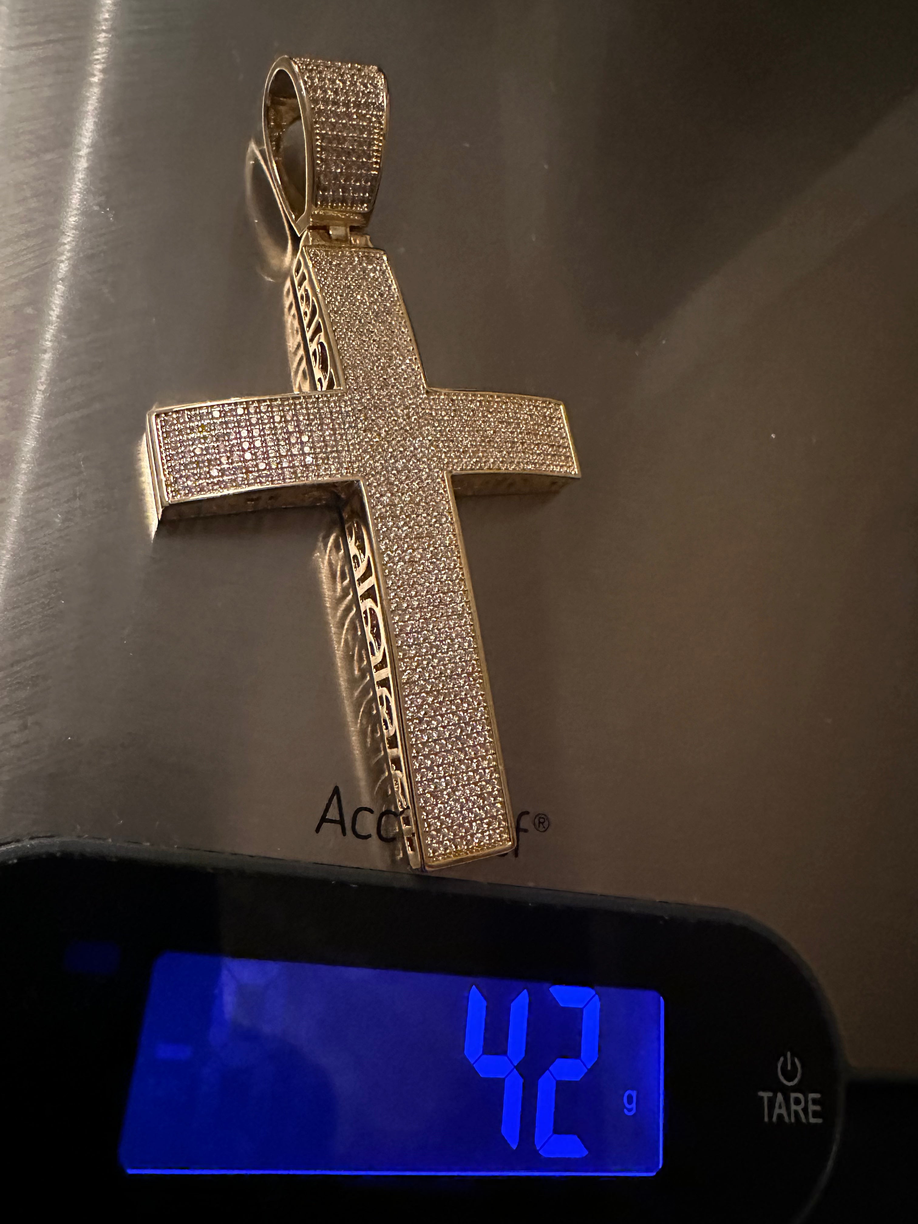 XL CROSS MASSIVE Pendant 12.6ct Lab Sim VVS1 Diamonds
