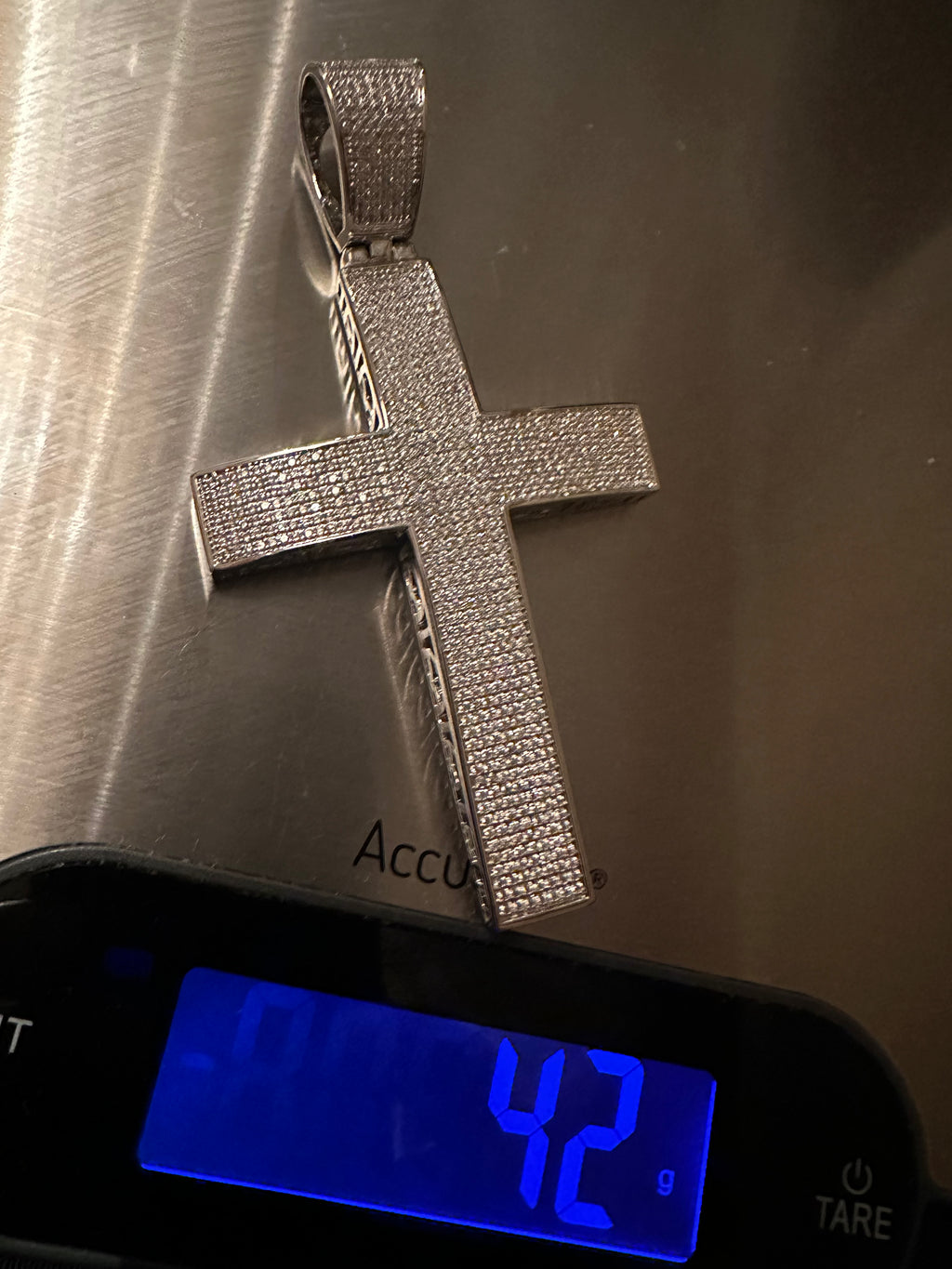 XL CROSS MASSIVE Pendant 12.6ct Lab Sim VVS1 Diamonds