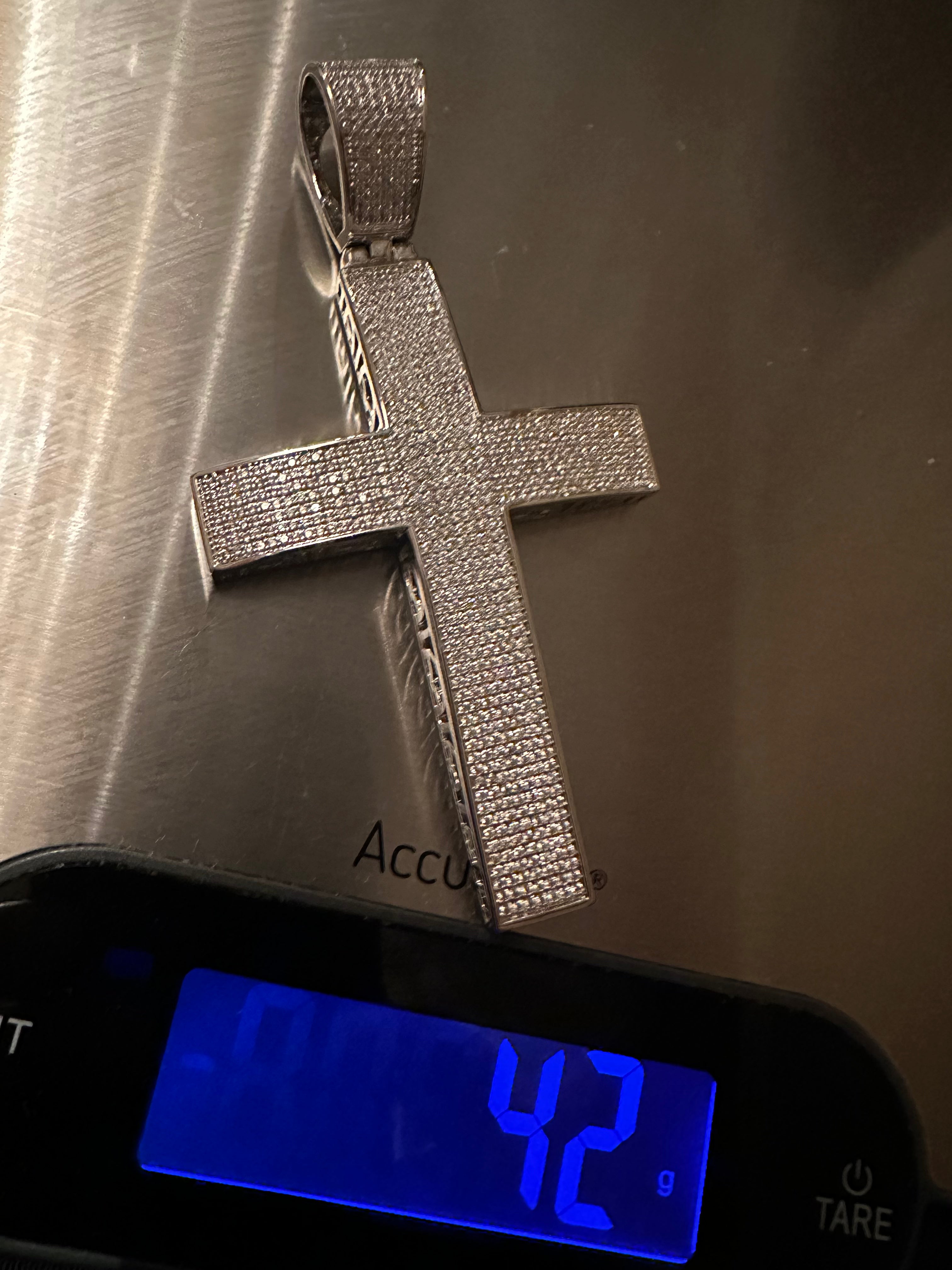 XL CROSS MASSIVE Pendant 12.6ct Lab Sim VVS1 Diamonds