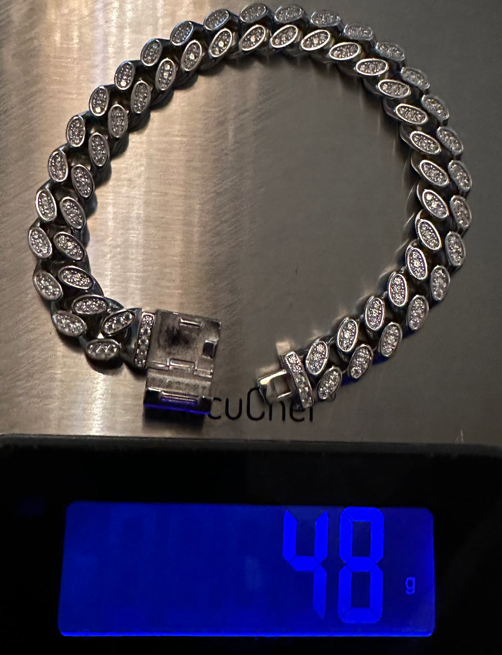 10mm Cuban Miami 925 Sterling Silver Bracelet 12ct Lab Sim VVS1 Diamond