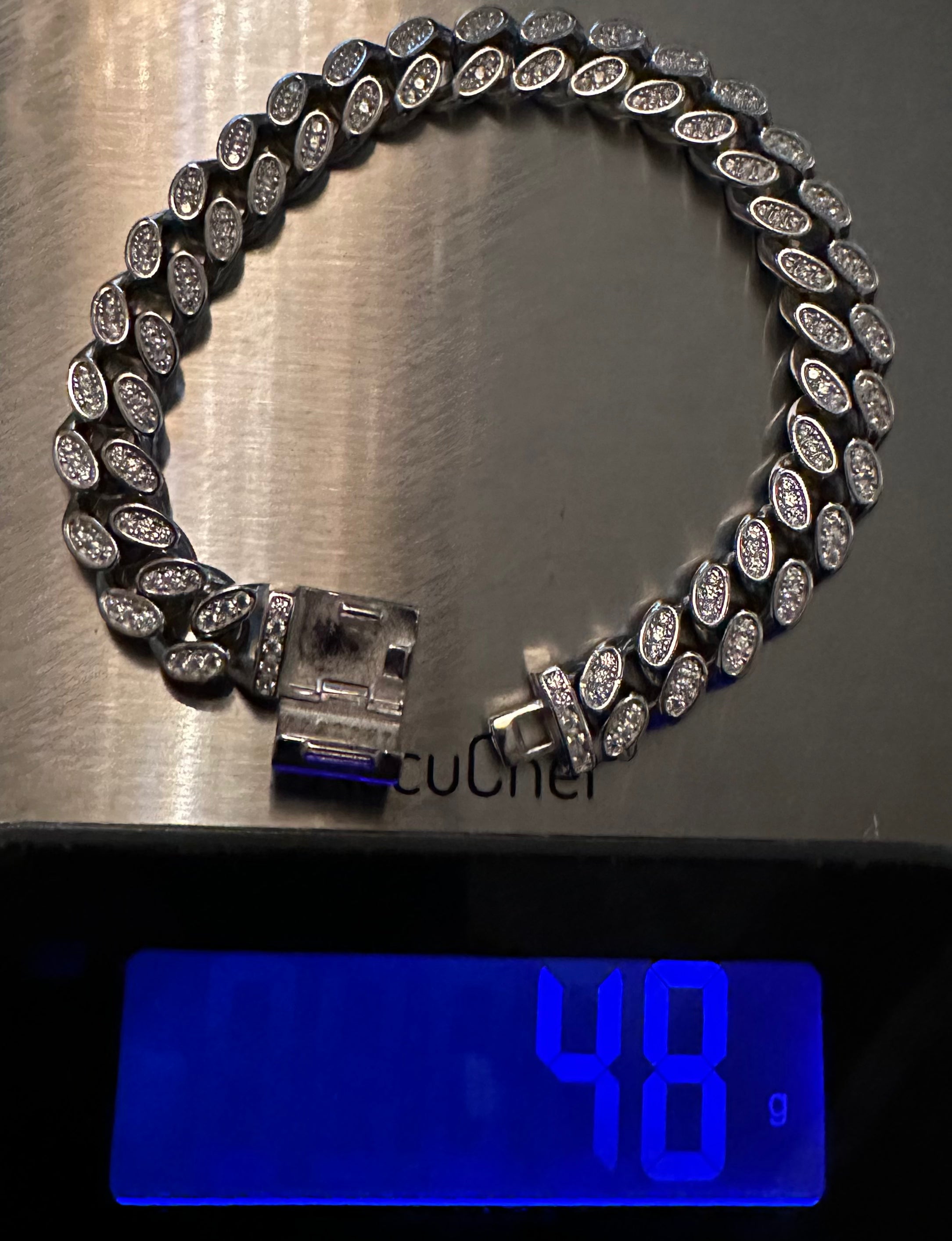 10mm Cuban Miami 925 Sterling Silver Bracelet 12ct Lab Sim VVS1 Diamond
