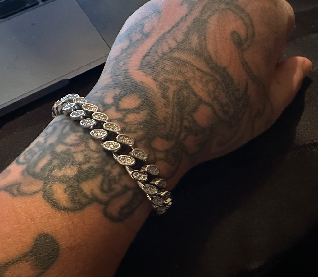 10mm Cuban Miami 925 Sterling Silver Bracelet 12ct Lab Sim VVS1 Diamond