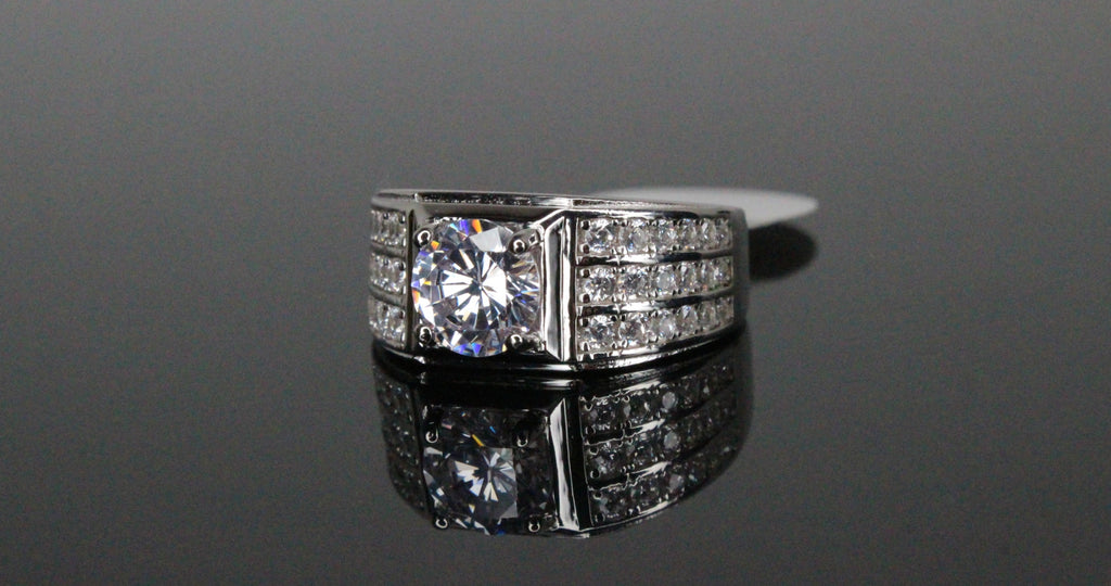 Men's Statement Ring 4.6ct Lab Sim VVS1 Diamond 925 STERLING SILVER