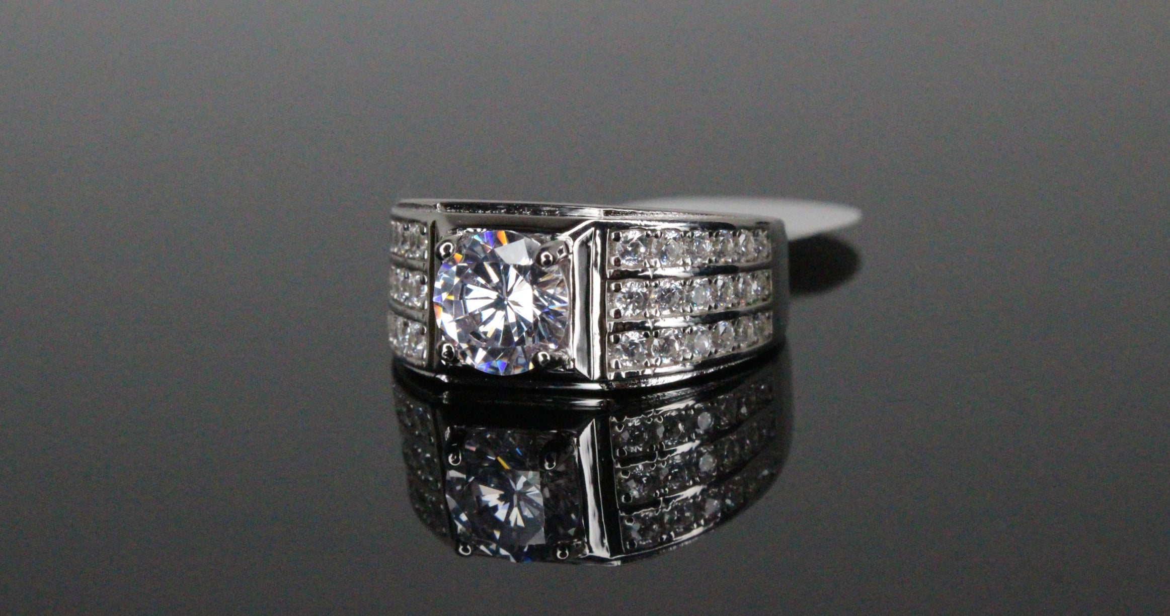 Men's Statement Ring 4.6ct Lab Sim VVS1 Diamond 925 STERLING SILVER