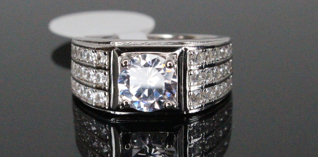 Men's Statement Ring 4.6ct Lab Sim VVS1 Diamond 925 STERLING SILVER