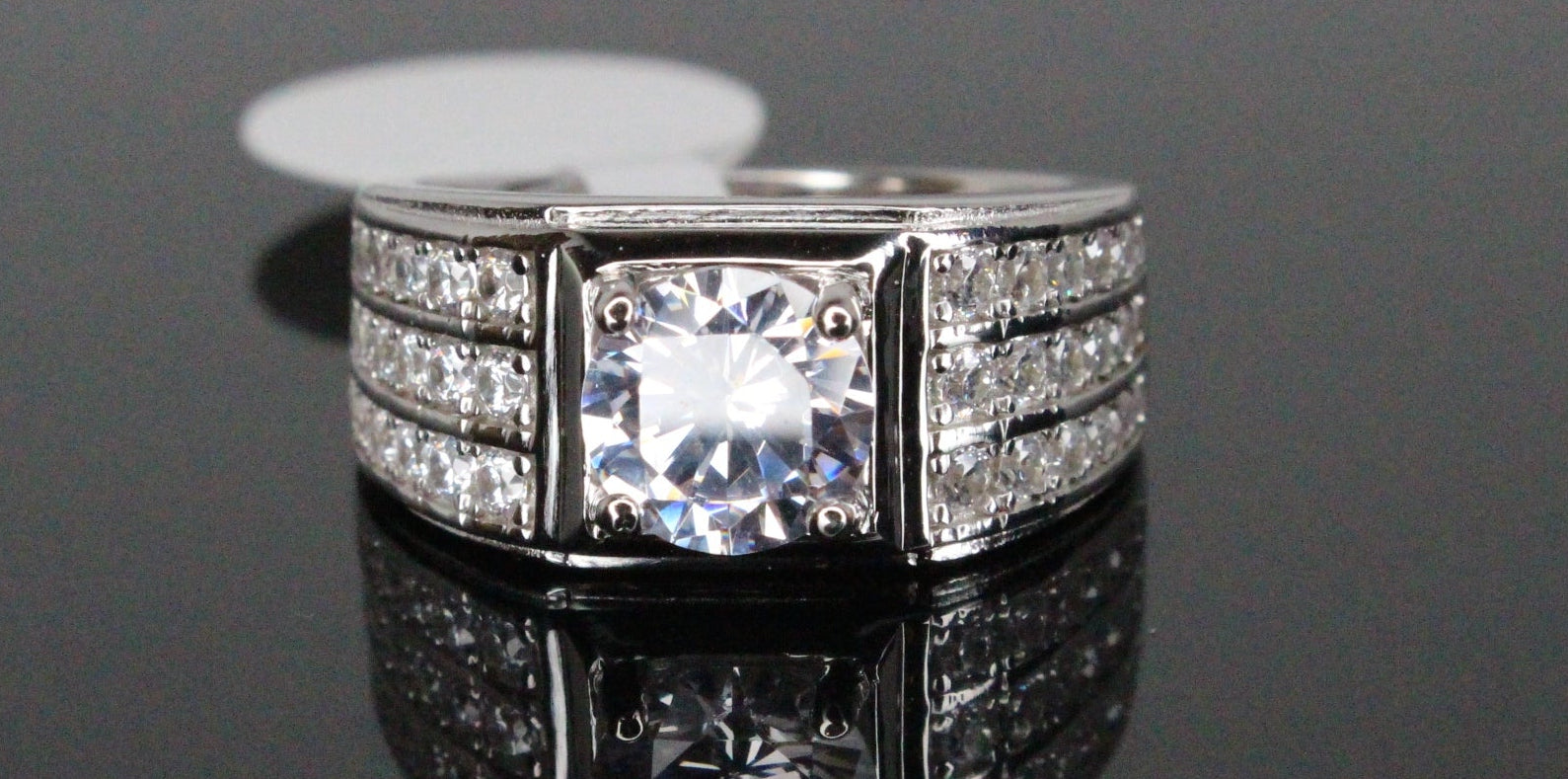 Men's Statement Ring 4.6ct Lab Sim VVS1 Diamond 925 STERLING SILVER