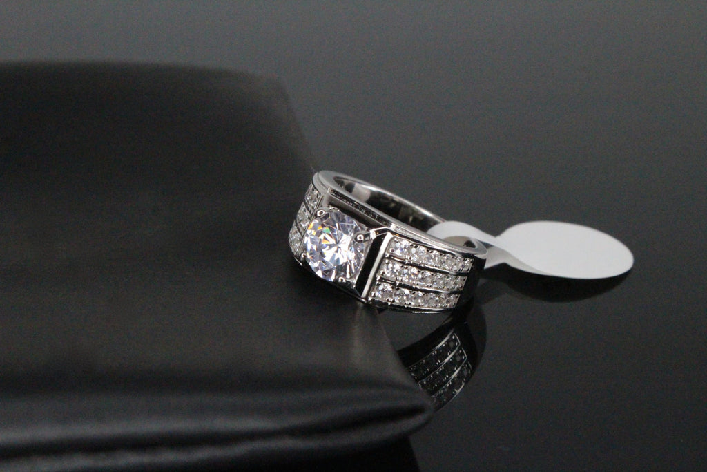 Men's Statement Ring 4.6ct Lab Sim VVS1 Diamond 925 STERLING SILVER