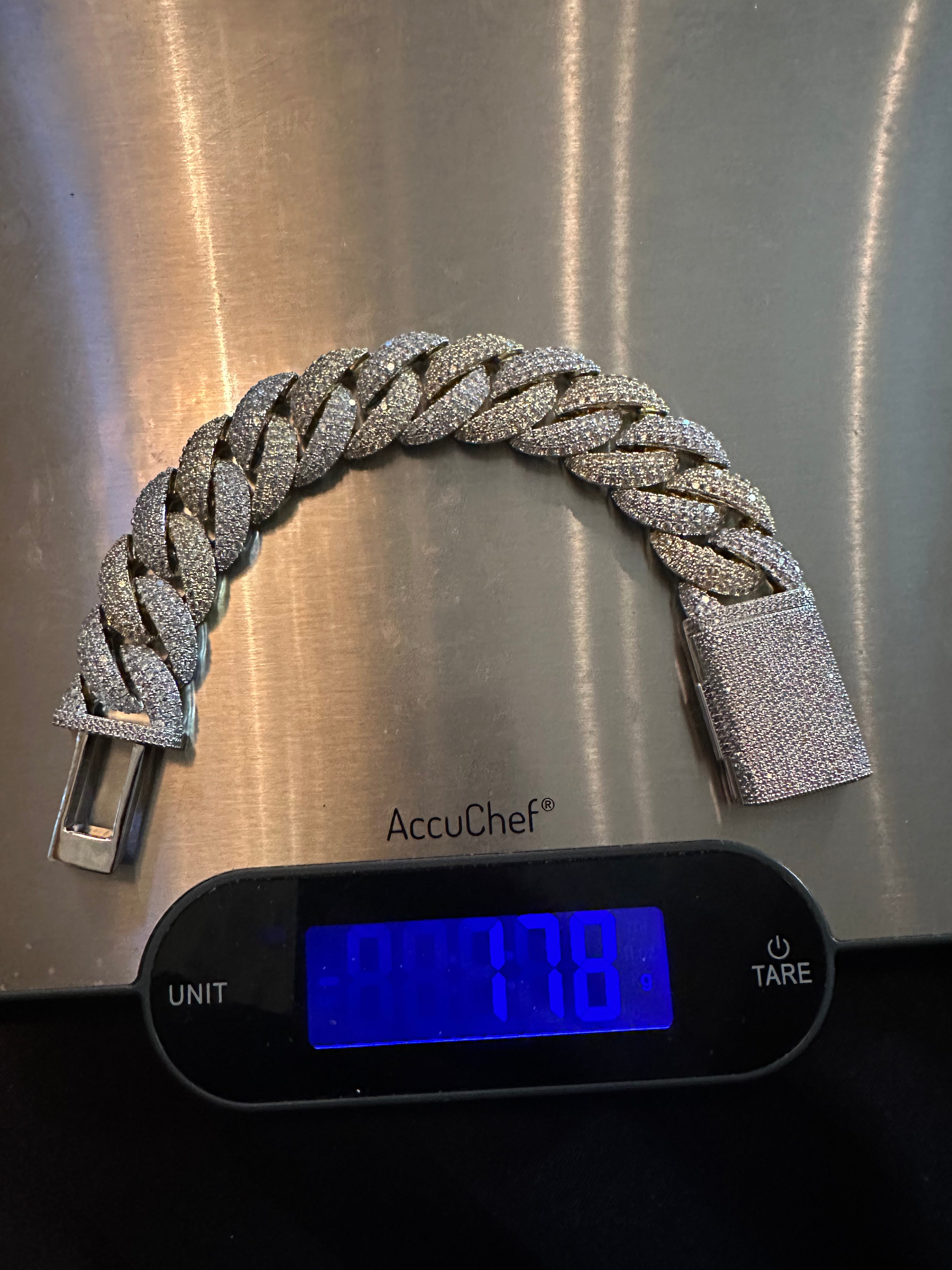 22mm XXL Cuban Miami 44.6ctw Lab Sim VVS1 Diamonds Bracelet- 2TONE