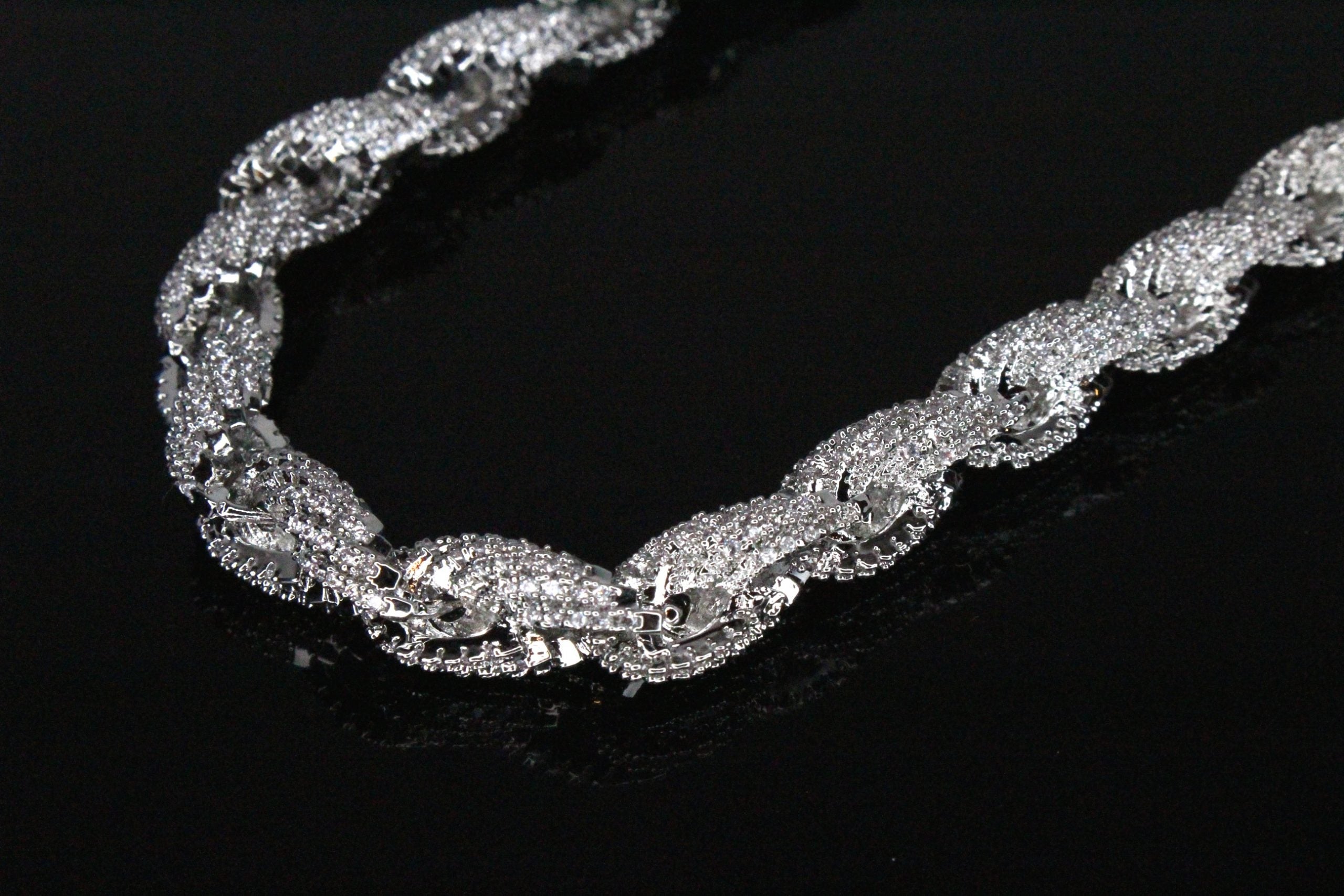 8mm Rope Chain 36ctw Lab Sim VVS1 Diamond Necklace