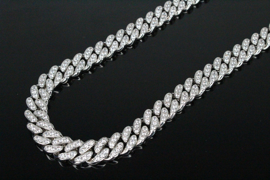 12mm Cuban Miami 62.8ctw Lab Sim VVS1 Diamonds Necklace