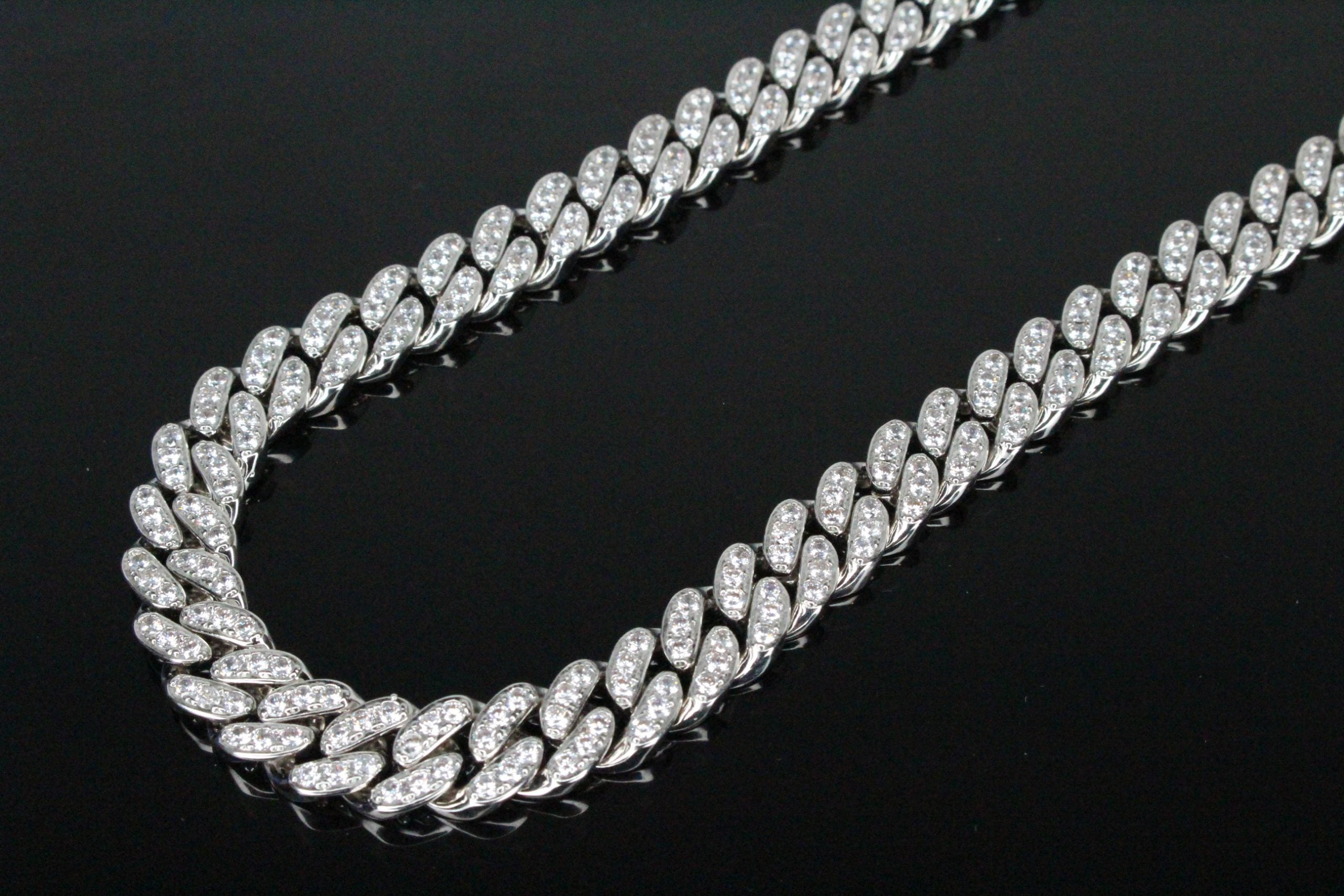 12mm Cuban Miami 62.8ctw Lab Sim VVS1 Diamonds Necklace