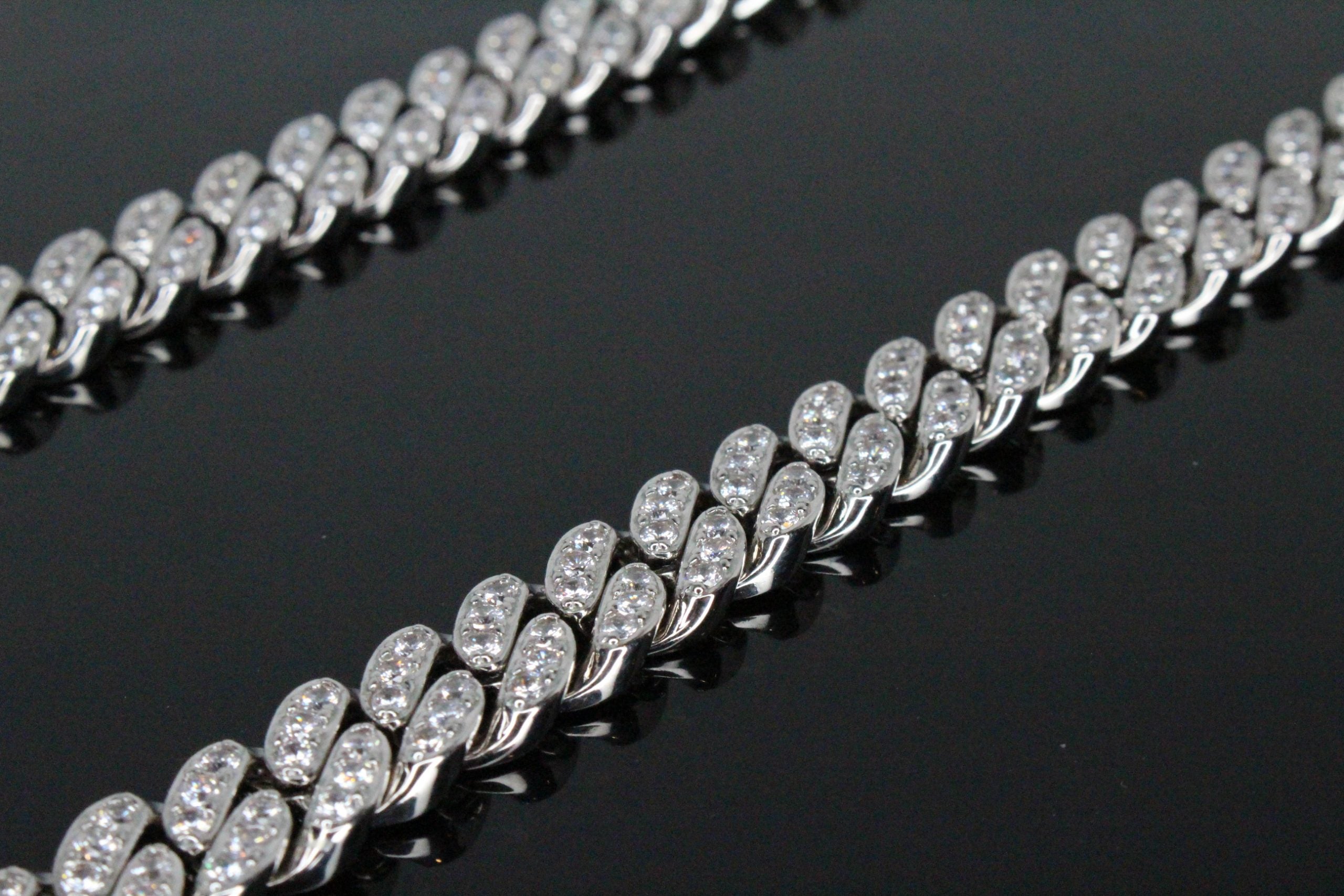 12mm Cuban Miami 62.8ctw Lab Sim VVS1 Diamonds Necklace
