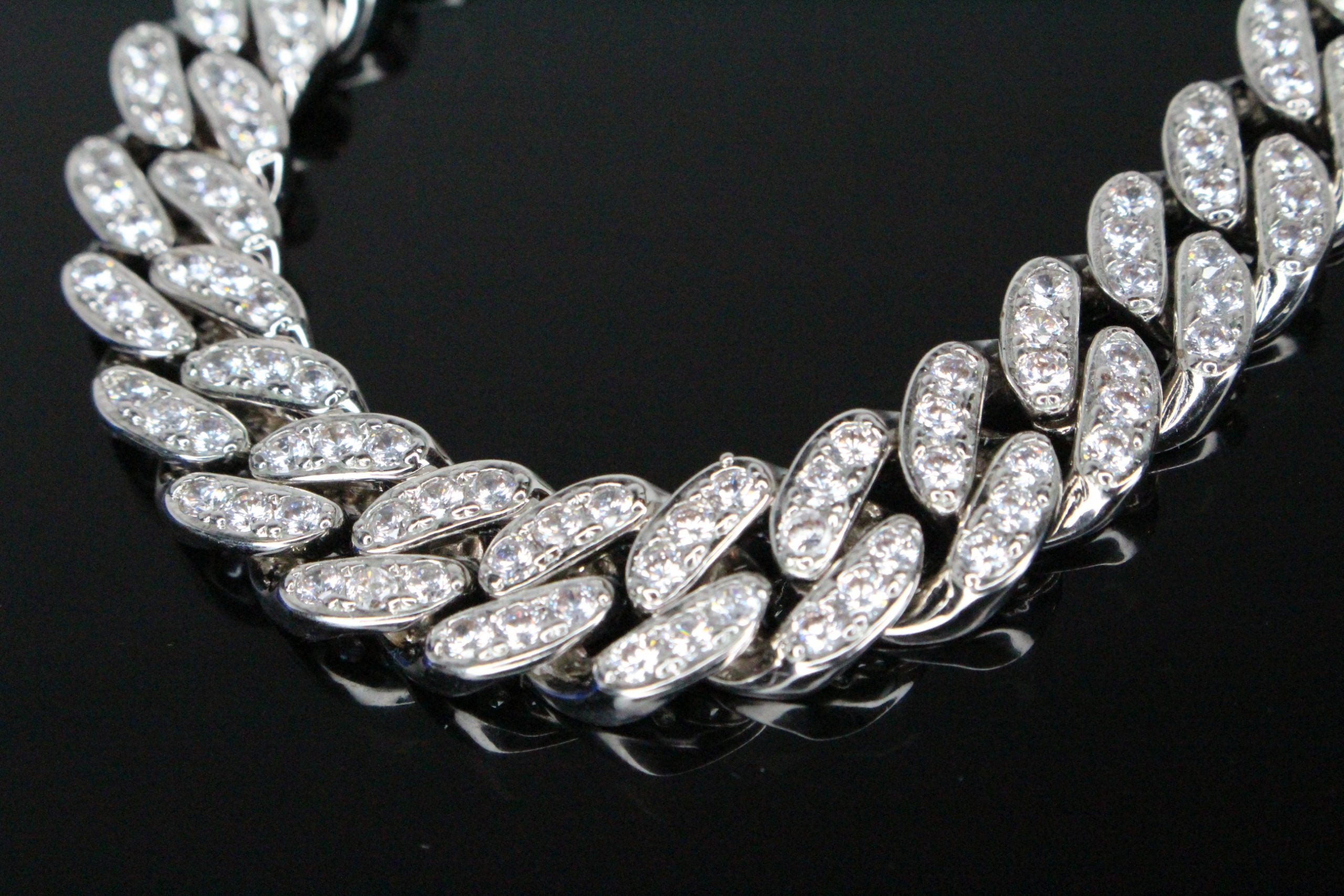 12mm Cuban Miami 62.8ctw Lab Sim VVS1 Diamonds Necklace