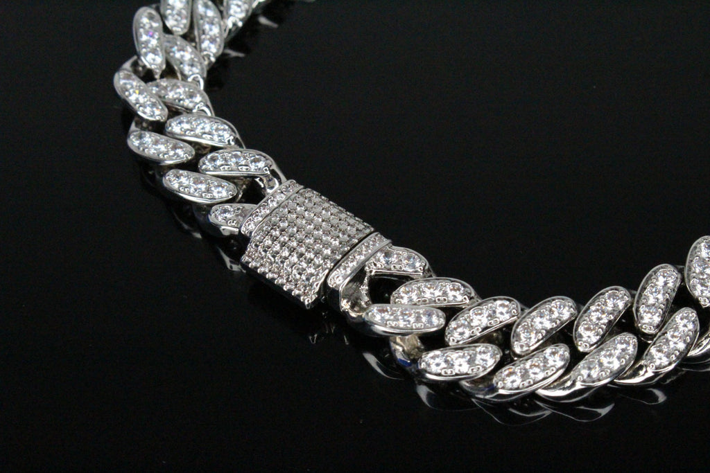 12mm Cuban Miami 62.8ctw Lab Sim VVS1 Diamonds Necklace