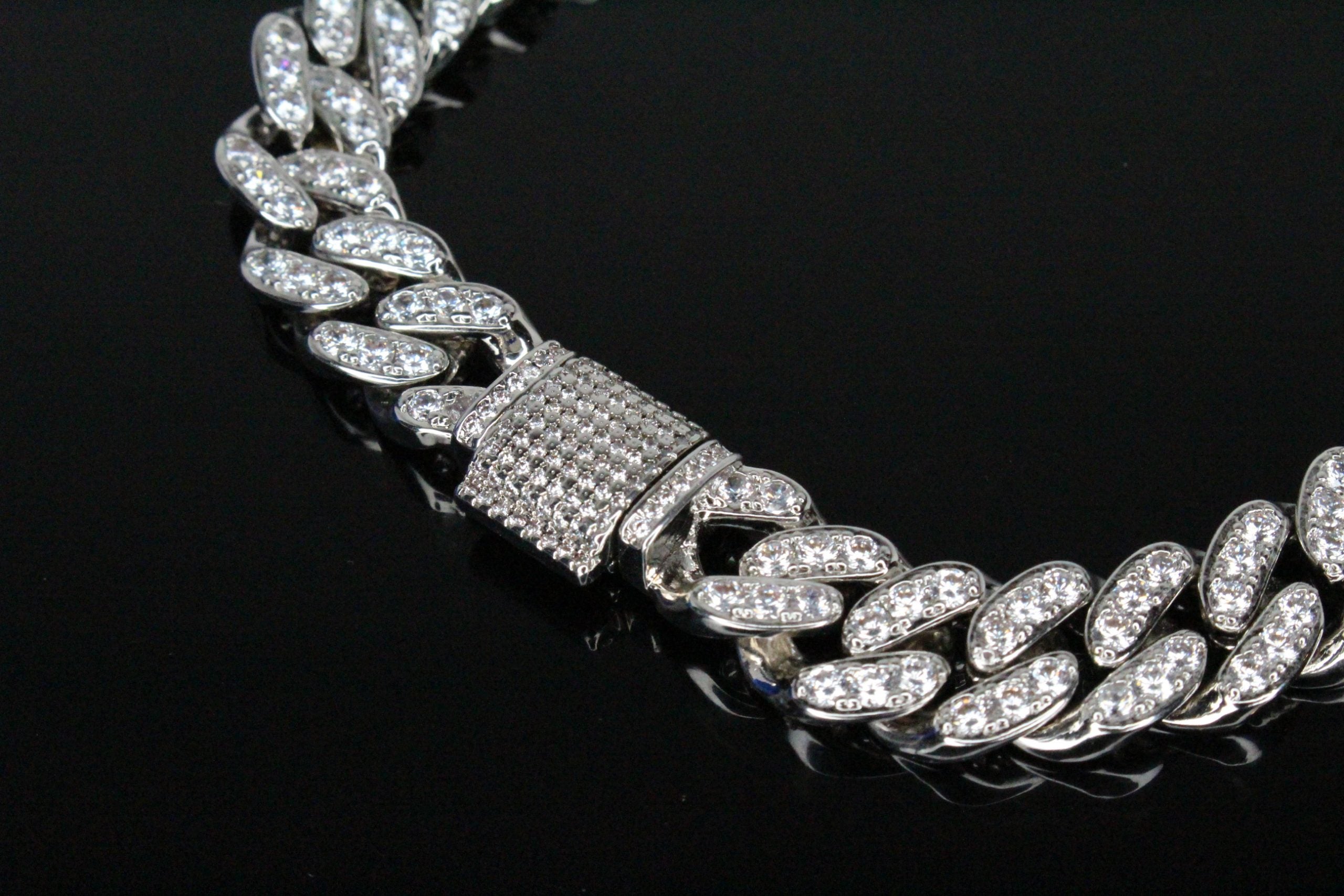 12mm Cuban Miami 62.8ctw Lab Sim VVS1 Diamonds Necklace
