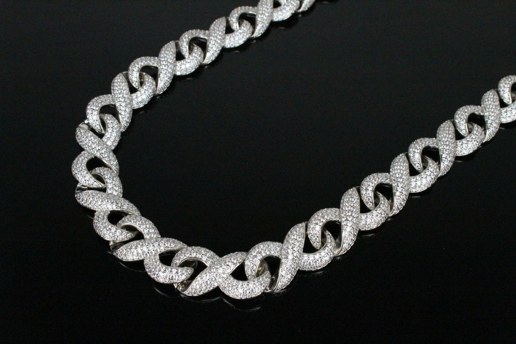 14mm INFINITY 60ctw Lab Sim VVS1 Diamonds Necklace