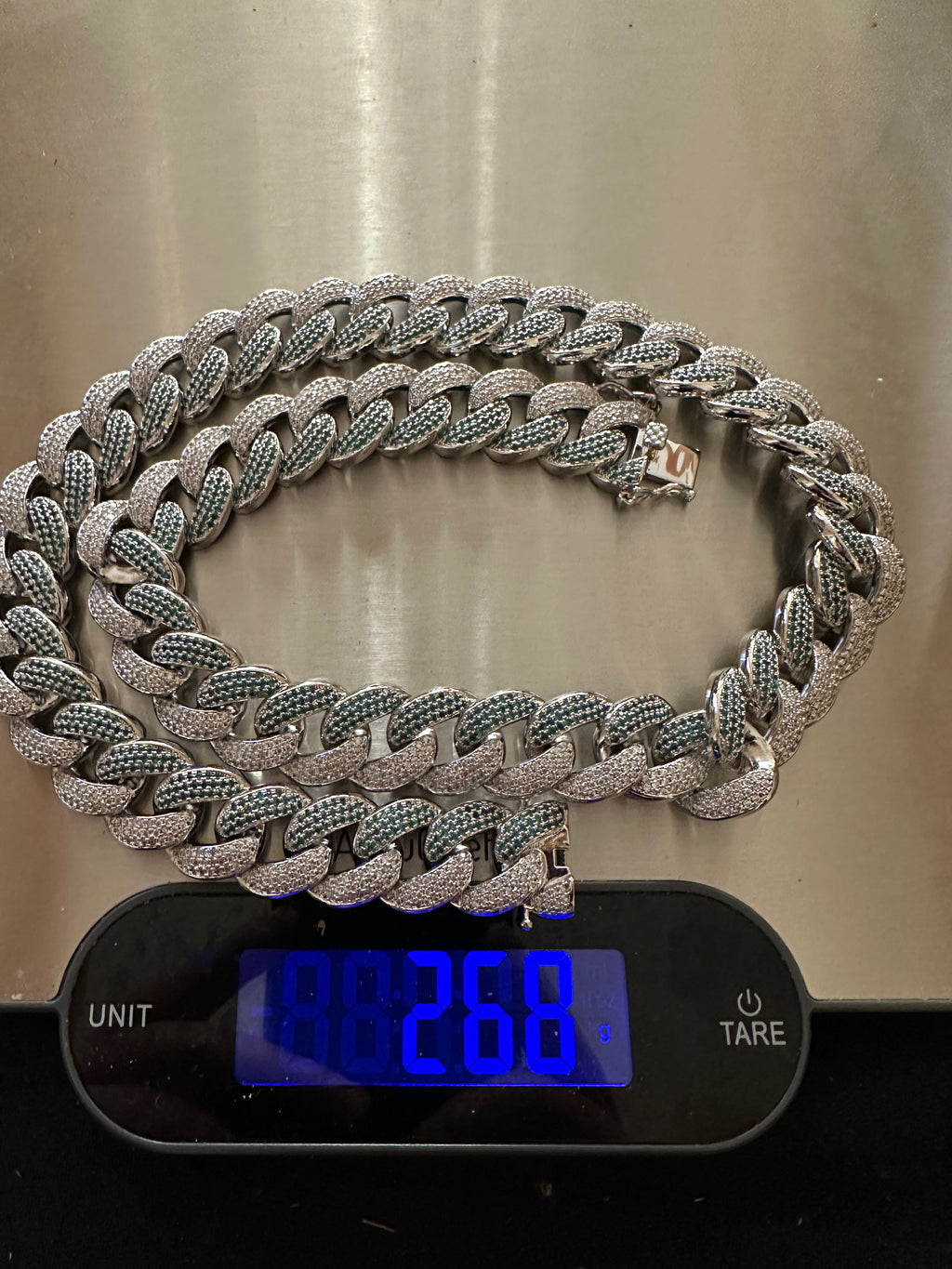 16mm 2-Tone GREEN Cuban Miami Necklace 68.6ct Lab Sim Diamond