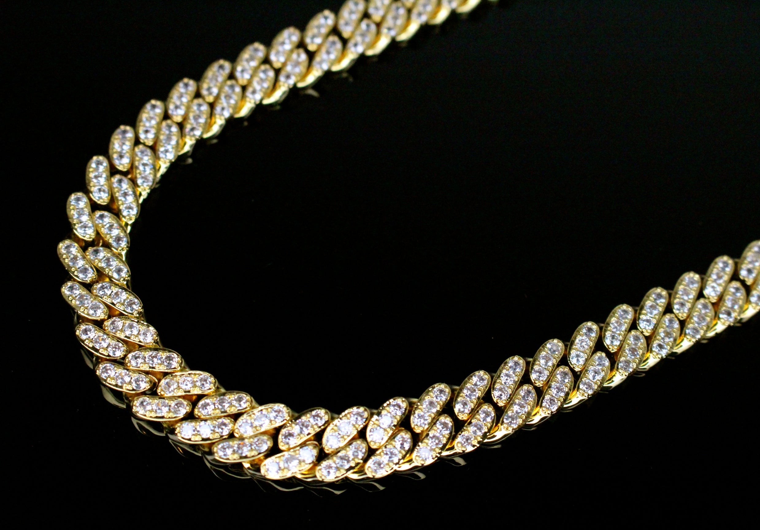 12mm Cuban Miami 62.8ctw Lab Sim VVS1 Diamonds Necklace - Gold