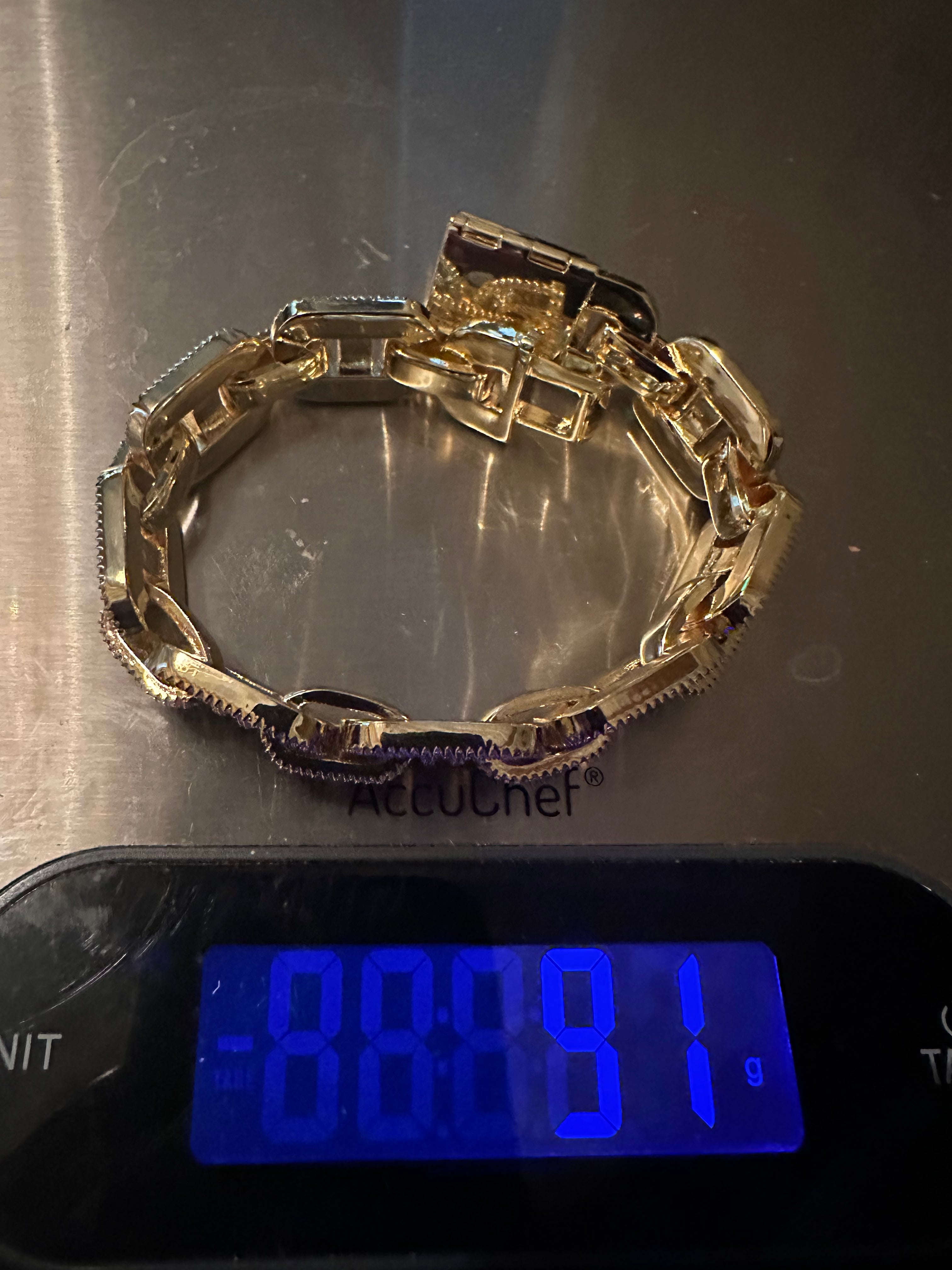 MASSIVE 14mm MARINER Bracelet 18.6ct BAGUETTES Lab Sim VVS1 Diamond 58g HEAVY - GOLD