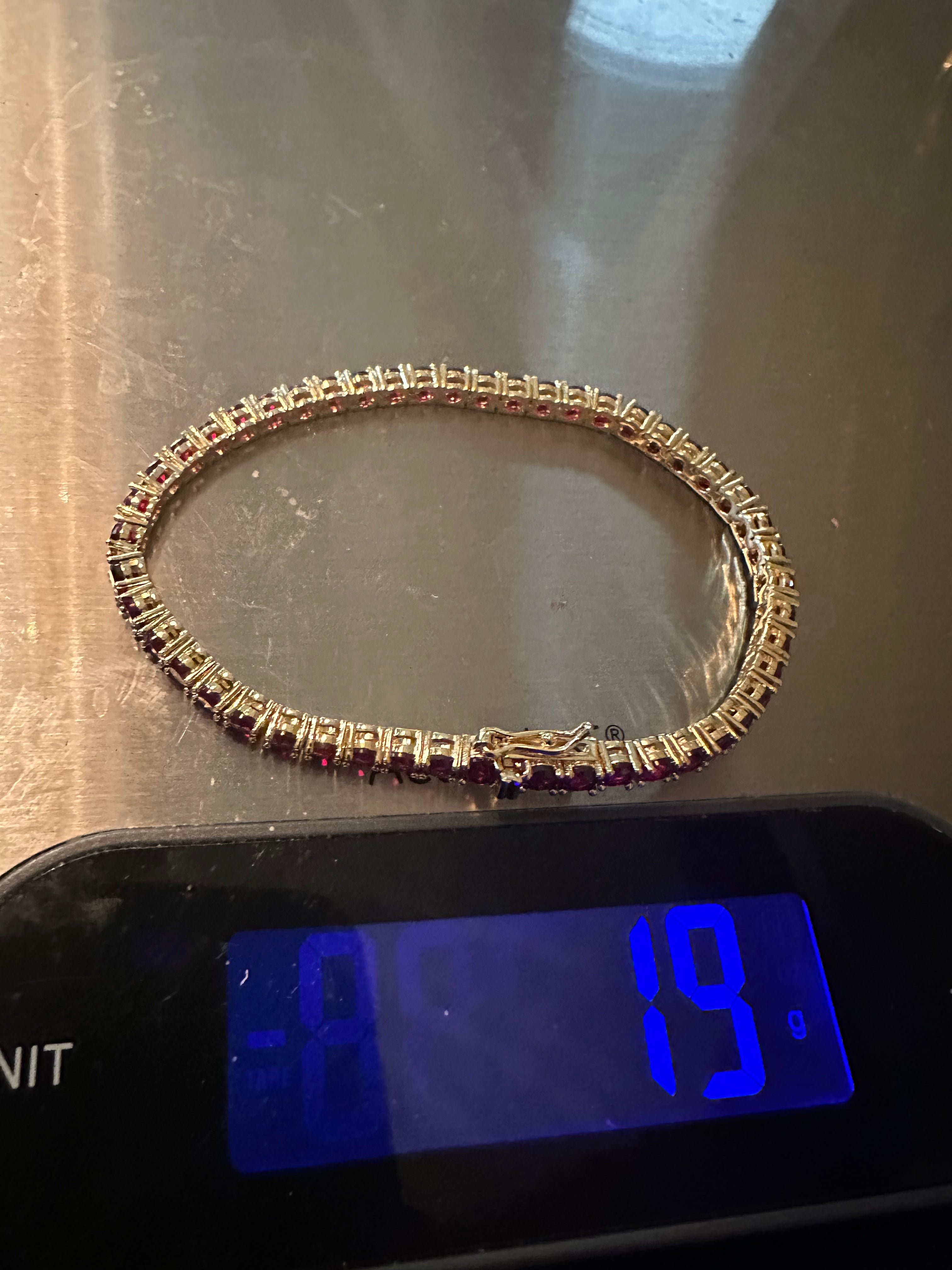 4mm Tennis Chain 12.5ct Lab Sim VVS1 Diamond Bracelet GOLD - RUBY RED