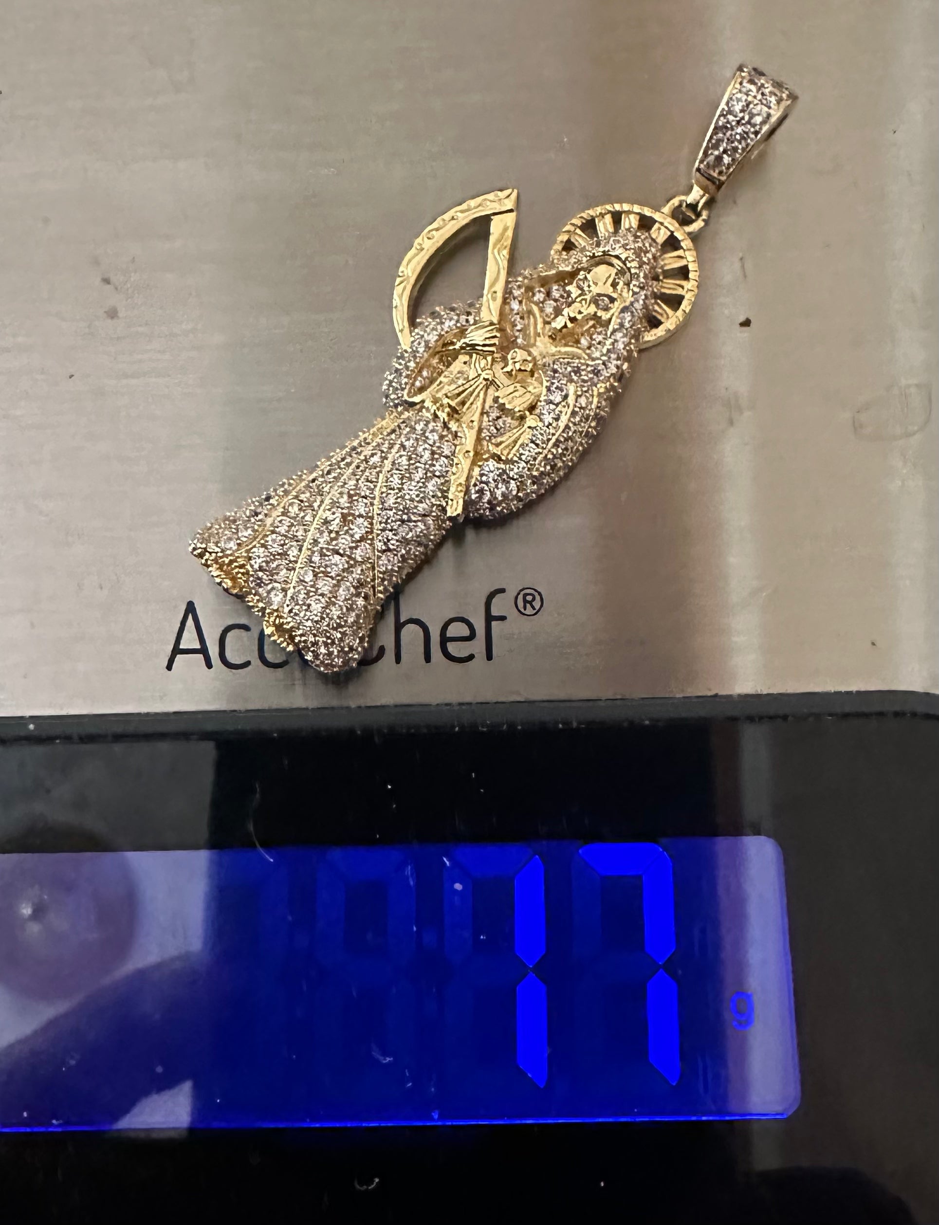 Santa Muerte 2.2ct Lab VVS1 Simulated Diamond Pendant