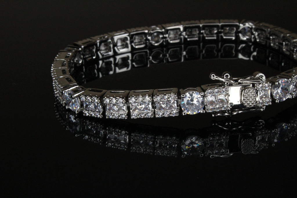 6mm Square Round Tennis BAGUETTE Bracelet 16.75ct Lab Sim Diamond