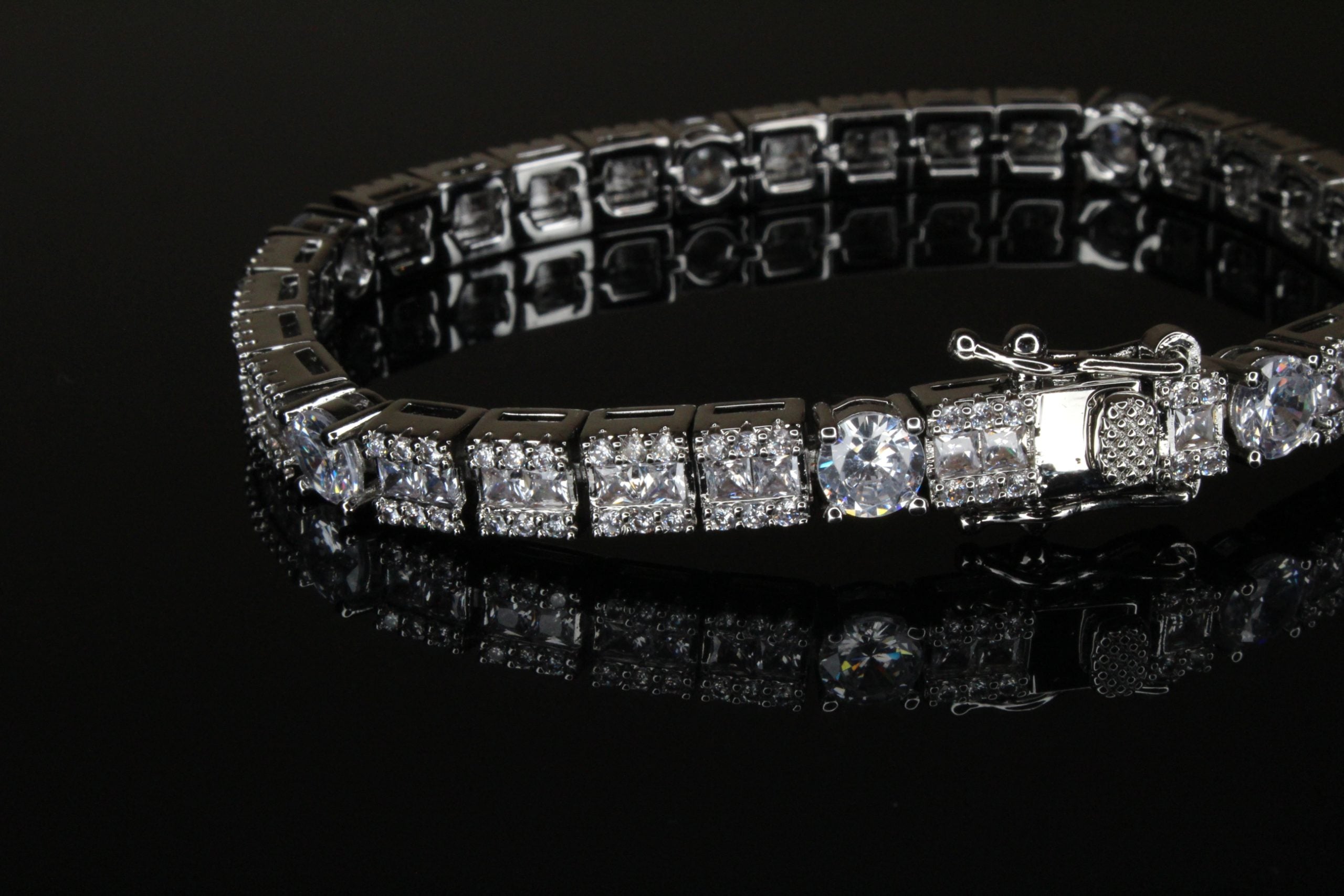 6mm Square Round Tennis BAGUETTE Bracelet 16.75ct Lab Sim Diamond