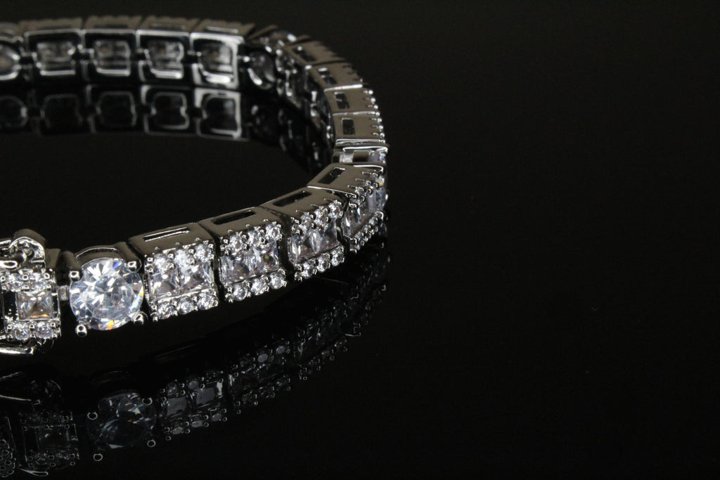 6mm Square Round Tennis BAGUETTE Bracelet 16.75ct Lab Sim Diamond
