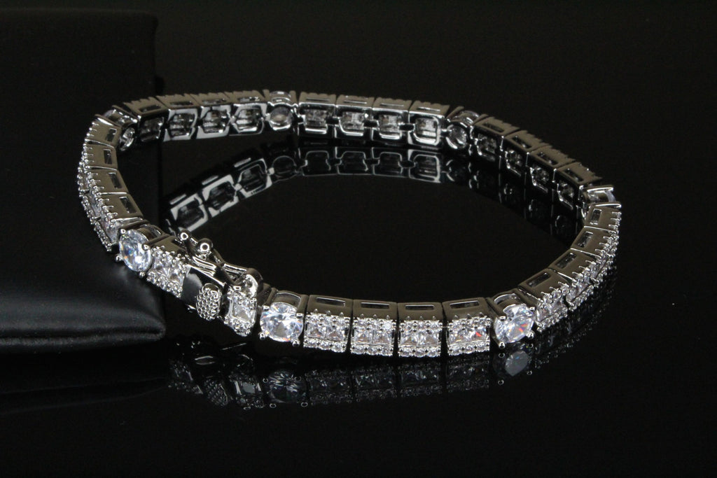 6mm Square Round Tennis BAGUETTE Bracelet 16.75ct Lab Sim Diamond