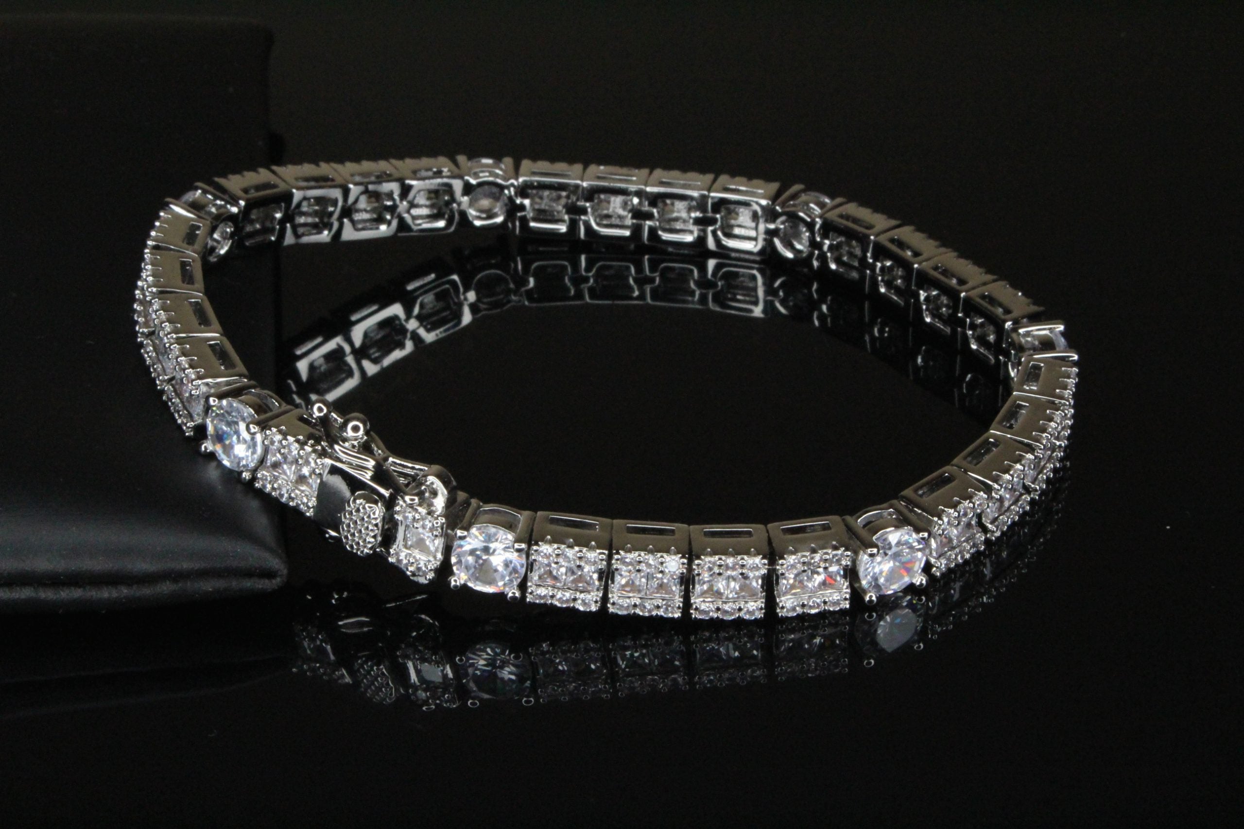 6mm Square Round Tennis BAGUETTE Bracelet 16.75ct Lab Sim Diamond