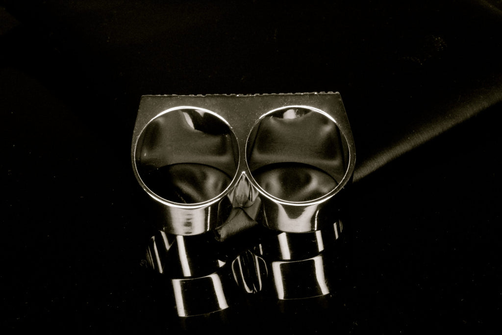 2-Finger Brass Knuckz 5ct Lab Sim VVS1 Diamonds Ring Chrome