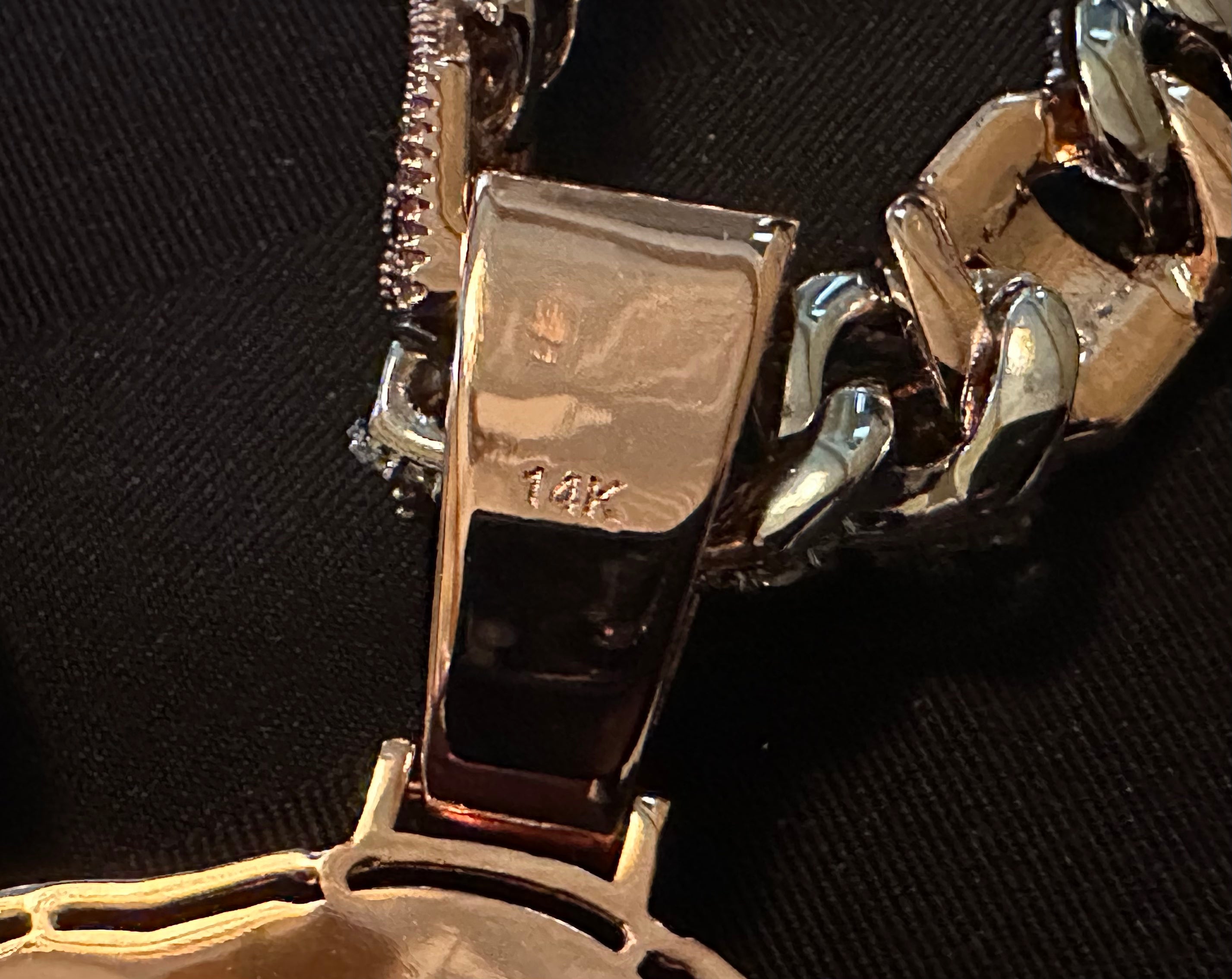 XL Medusa Pendant 14mm Figarucci 98.6ct Lab Sim VVS1 Diamond Necklace - Two Tone White/Rose Gold
