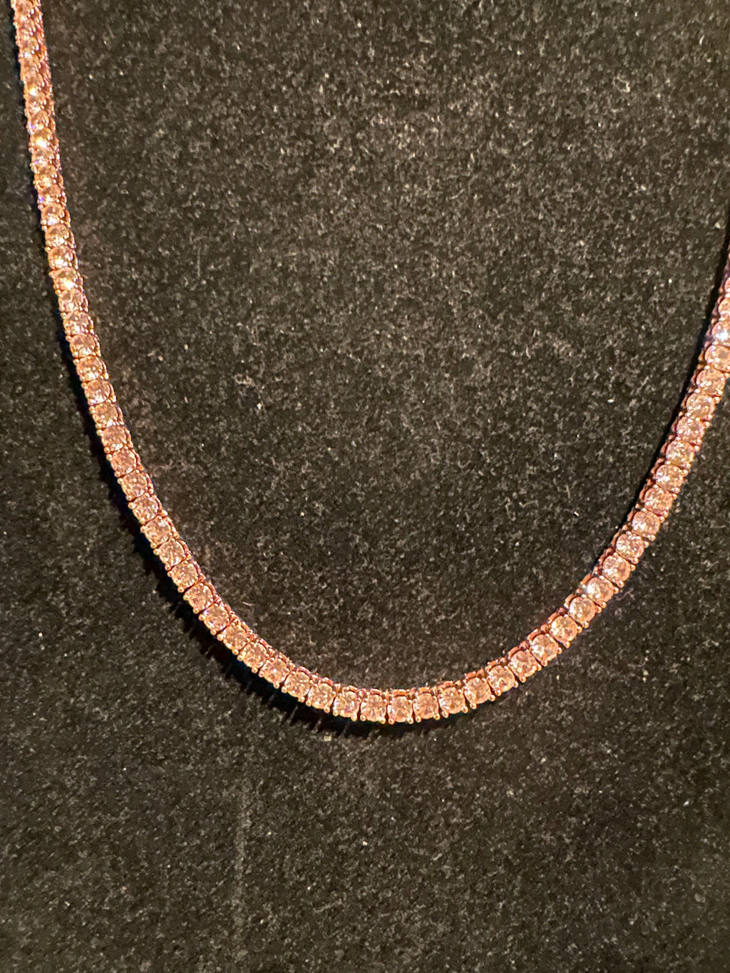 4mm Tennis Chain 70ct Lab Sim VVS1 Diamond Necklace - PINK Rose Gold