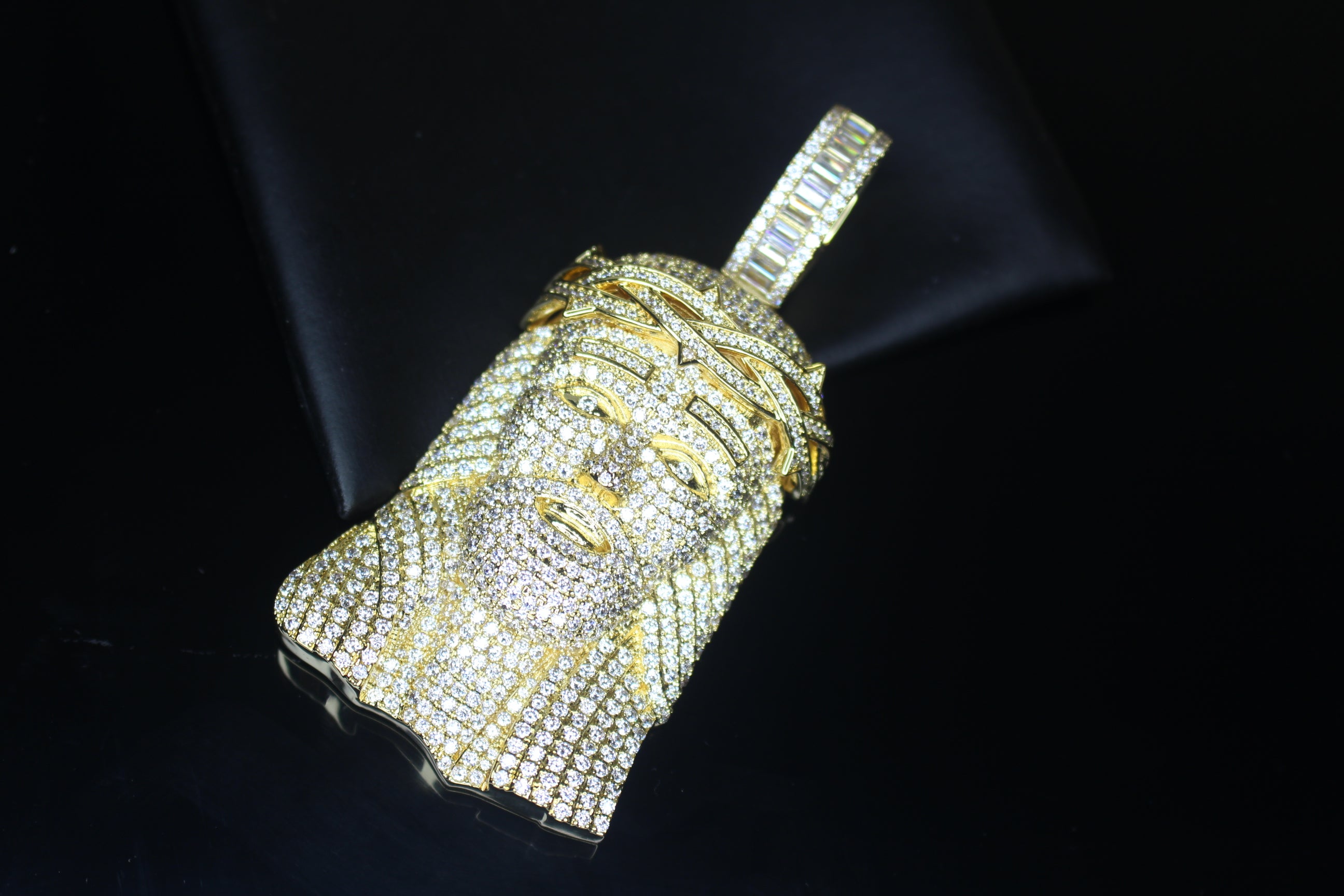 XXL JESUS HEAD MASSIVE Pendant 15.2ct Lab Sim BAGUETTE VVS1 Diamonds