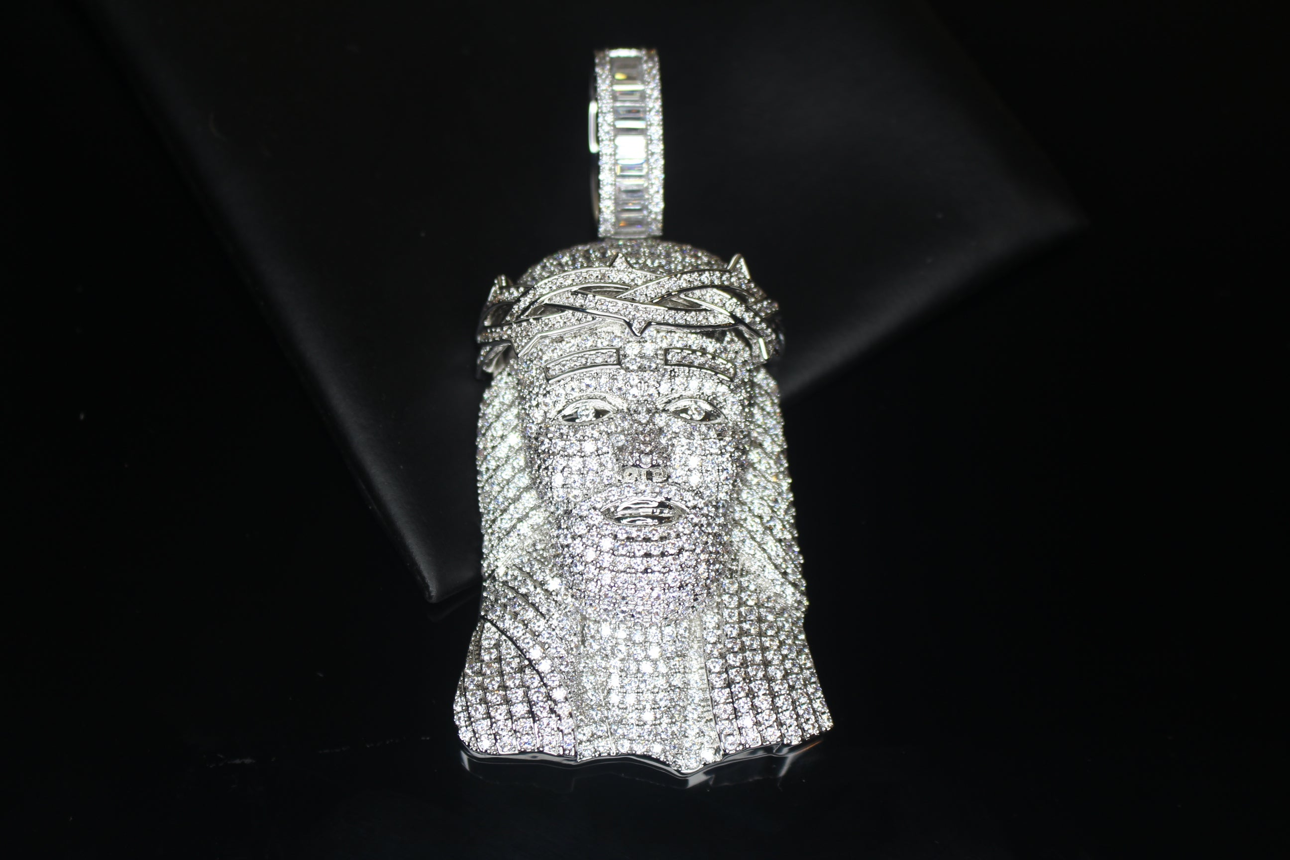 XXL JESUS HEAD MASSIVE Pendant 15.2ct Lab Sim BAGUETTE VVS1 Diamonds