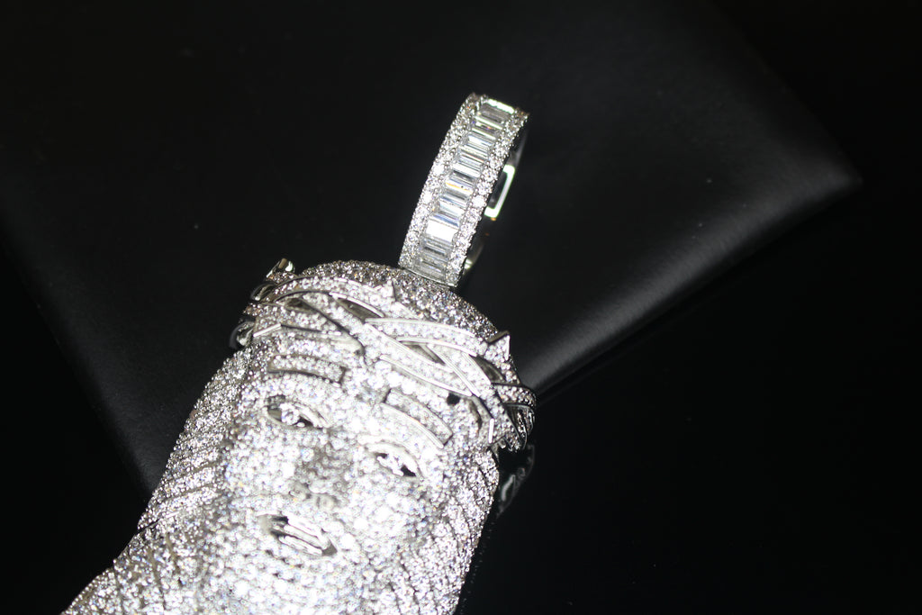 XXL JESUS HEAD MASSIVE Pendant 15.2ct Lab Sim BAGUETTE VVS1 Diamonds