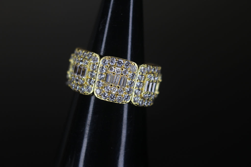 10mm Baguette 4.2ct Lab VVS1 Sim Diamond Ring Gold