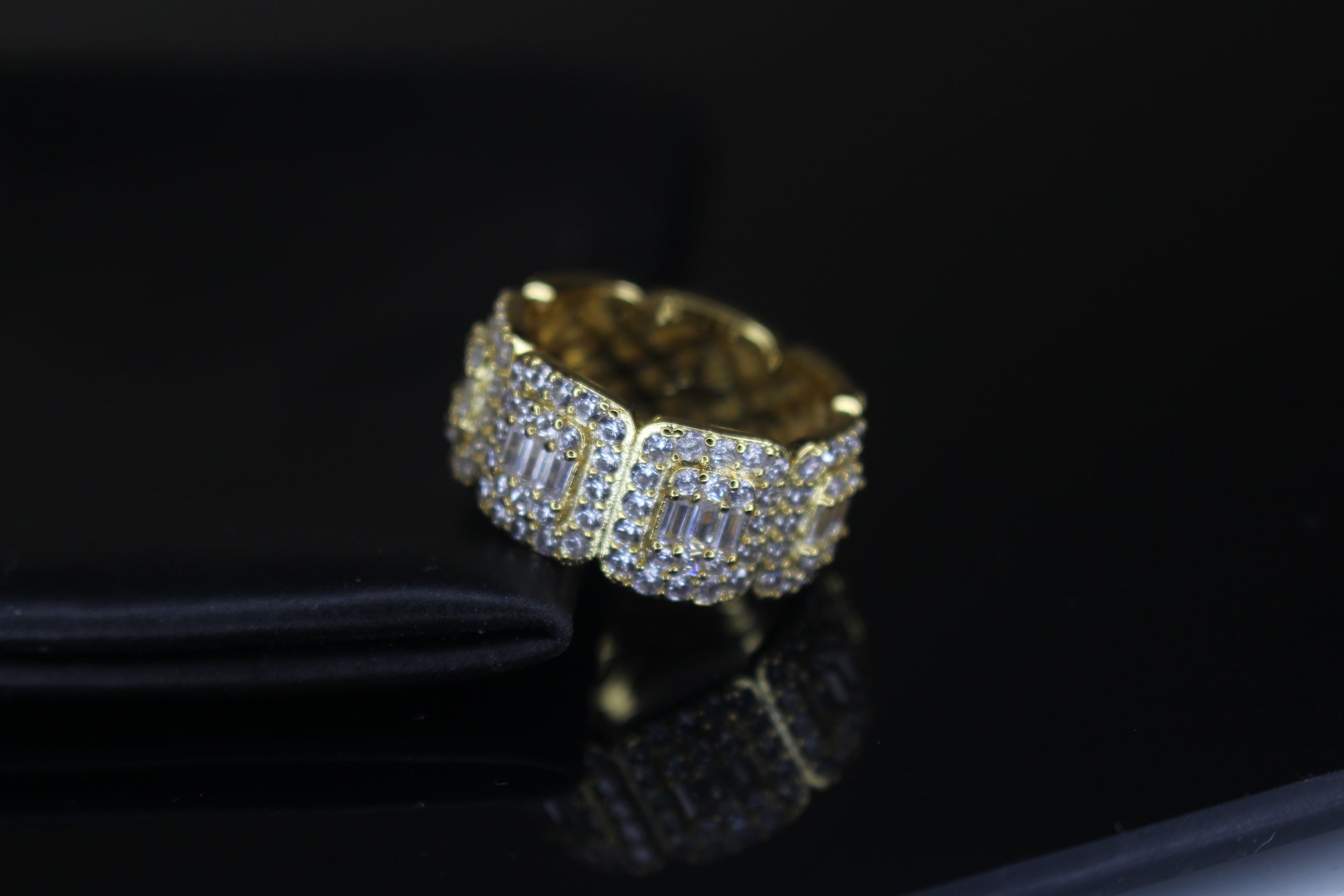 10mm Baguette 4.2ct Lab VVS1 Sim Diamond Ring Gold