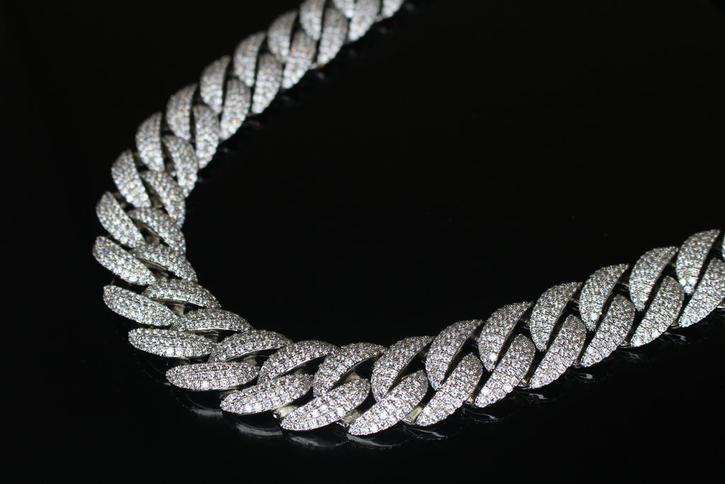 22mm Cuban Miami 156.2ctw Lab Sim Diamonds VVS1 Necklace