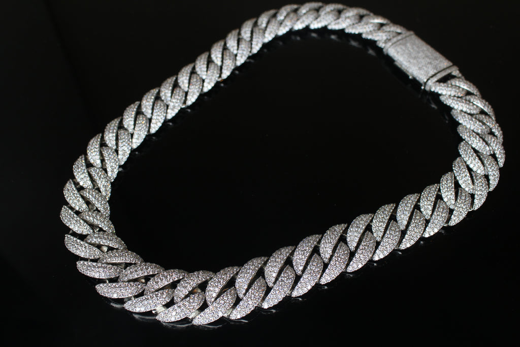 22mm Cuban Miami 156.2ctw Lab Sim Diamonds VVS1 Necklace