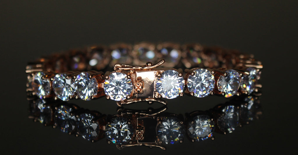 8mm MASSIVE XXL Tennis Bracelet 48ct Lab Sim VVS Diamonds ROSE GOLD
