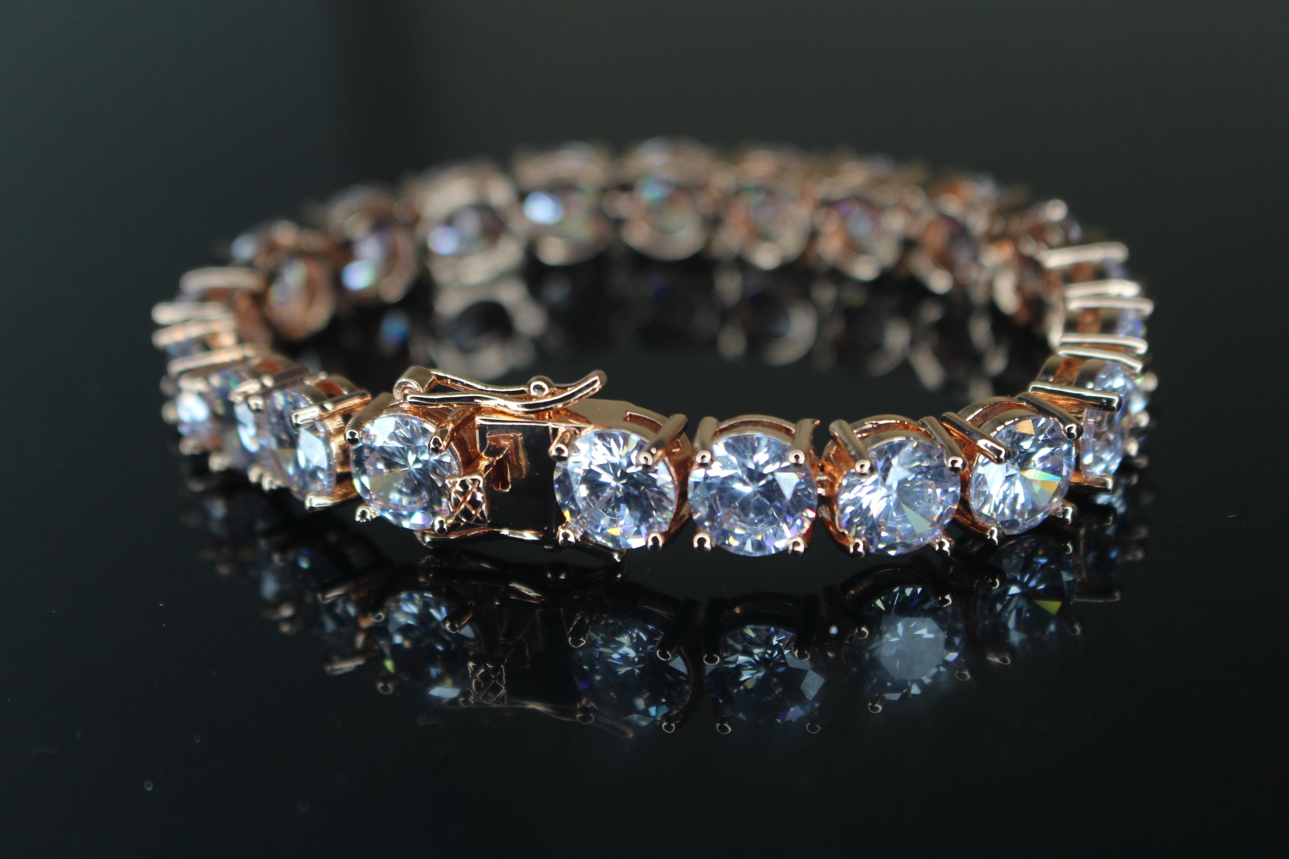 8mm MASSIVE XXL Tennis Bracelet 48ct Lab Sim VVS Diamonds ROSE GOLD